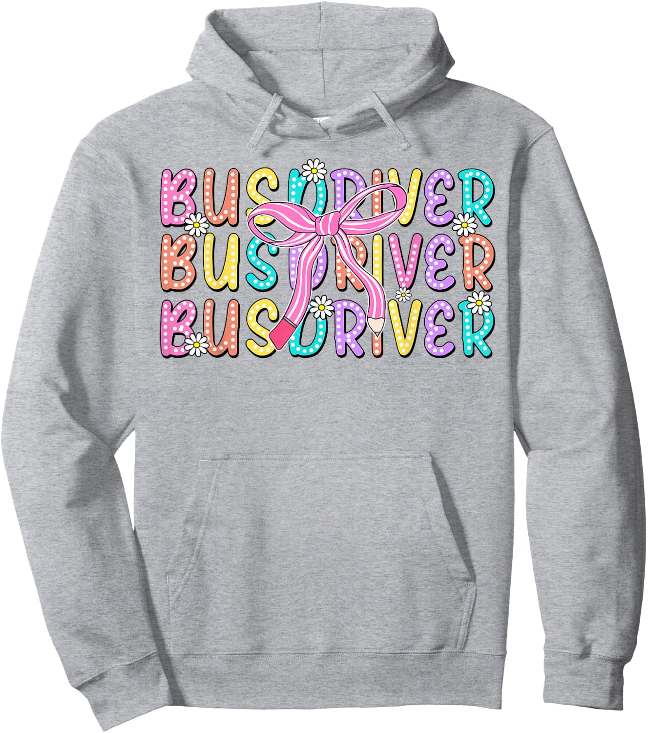 Cute Bus Driver Pencil Coquette Bow Back To School First Day Hoodie - Hoodie | Ash
