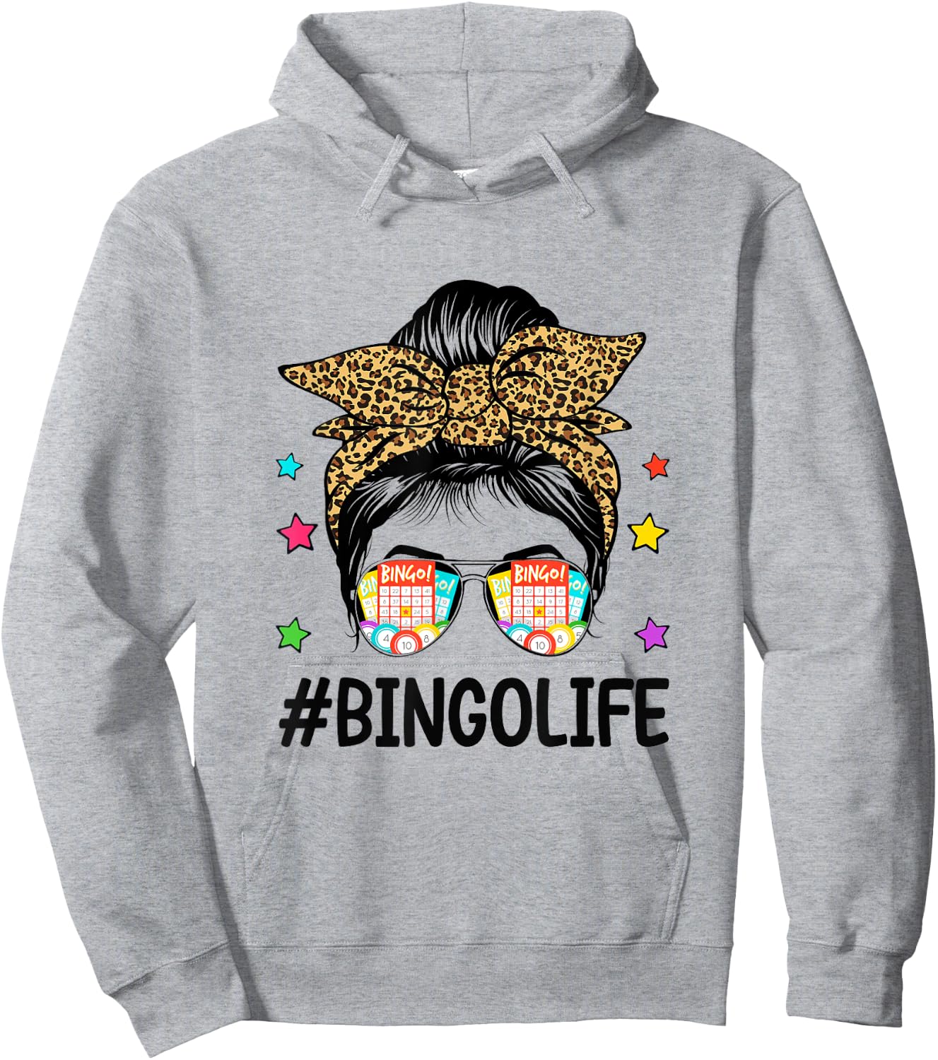 Bingo Life Messy Bun Bingo Lover Grandma Mom Mothers Day Hoodie - Hoodie | Ash