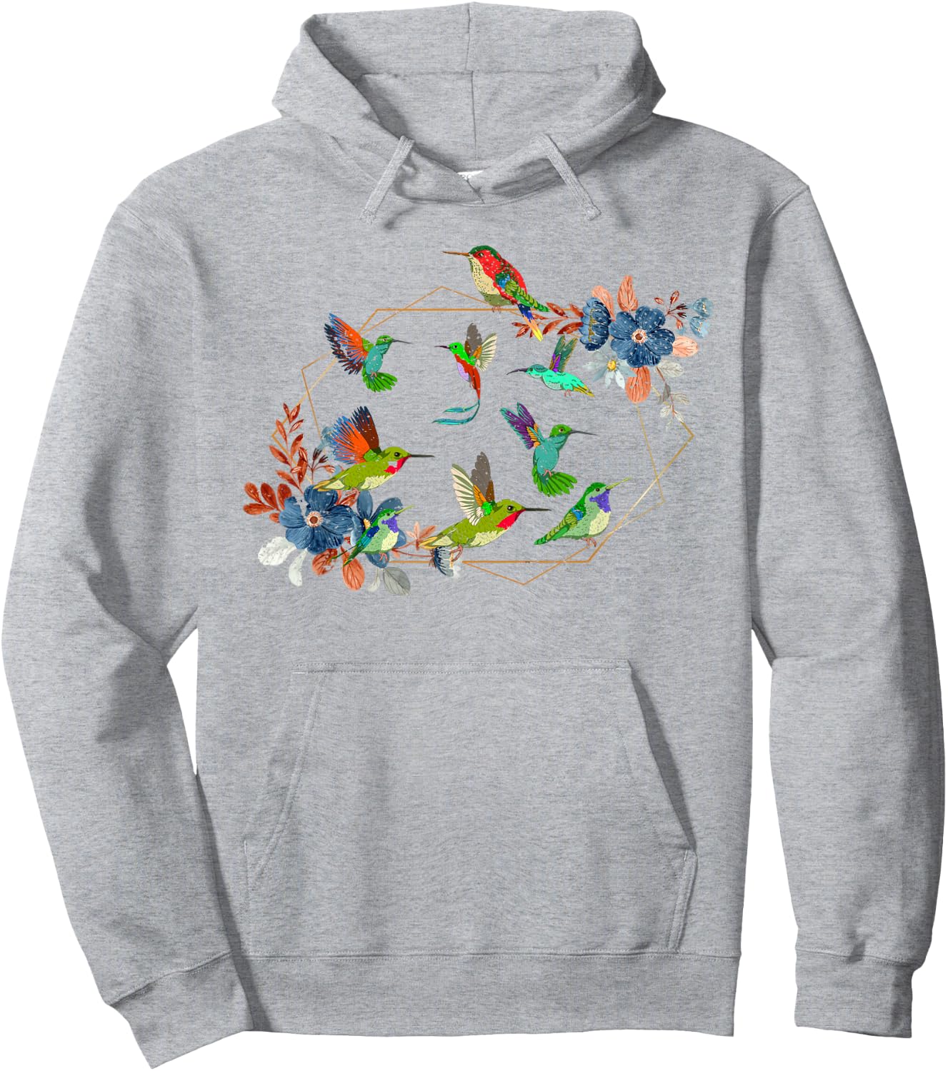 Floral Nature Hummingbird Lover Vintage Flowers Hummingbird Hoodie - Hoodie | Ash