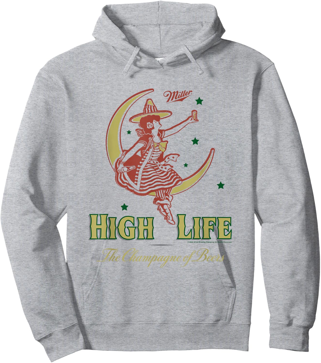 Miller High Life The Champagne Of Beers Girl On Moon Vintage Hoodie - Hoodie | Ash