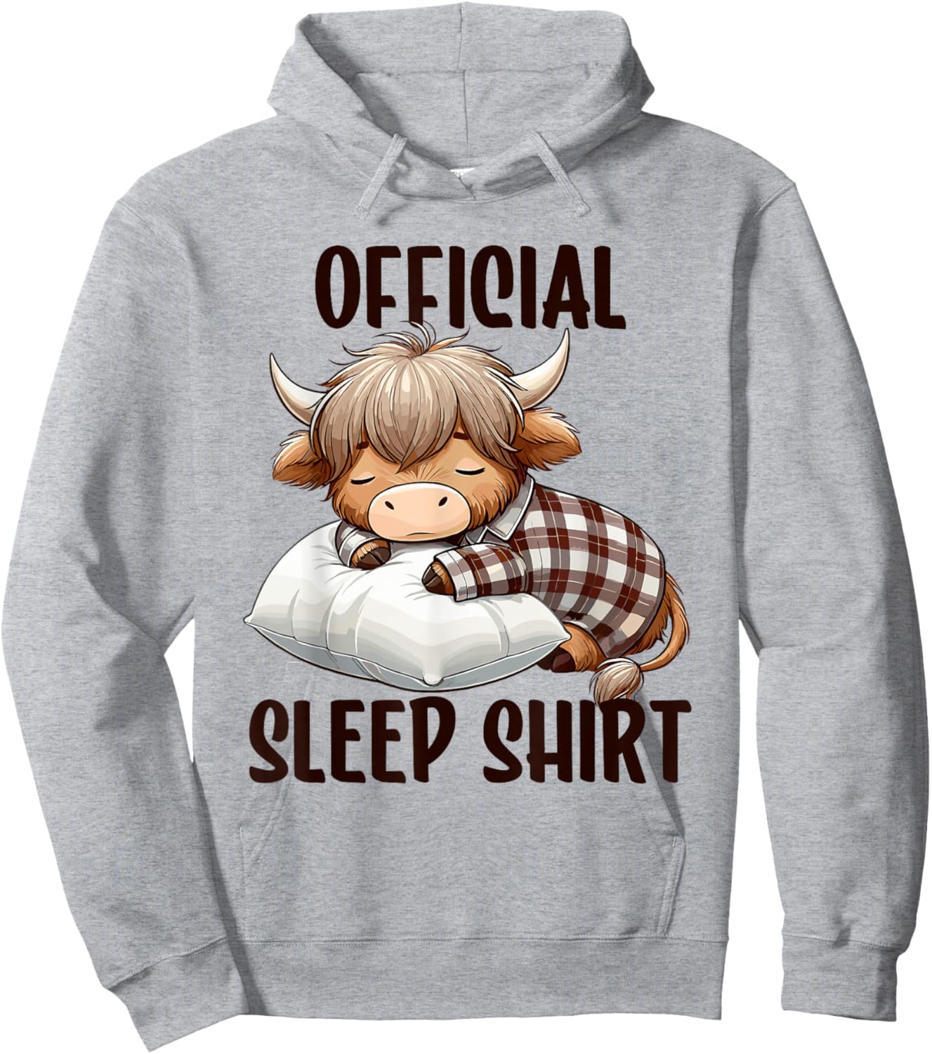 Highland Cow, Nightgown Official Sleepshirt Nightshirt Sleep Hoodie - Hoodie | Ash