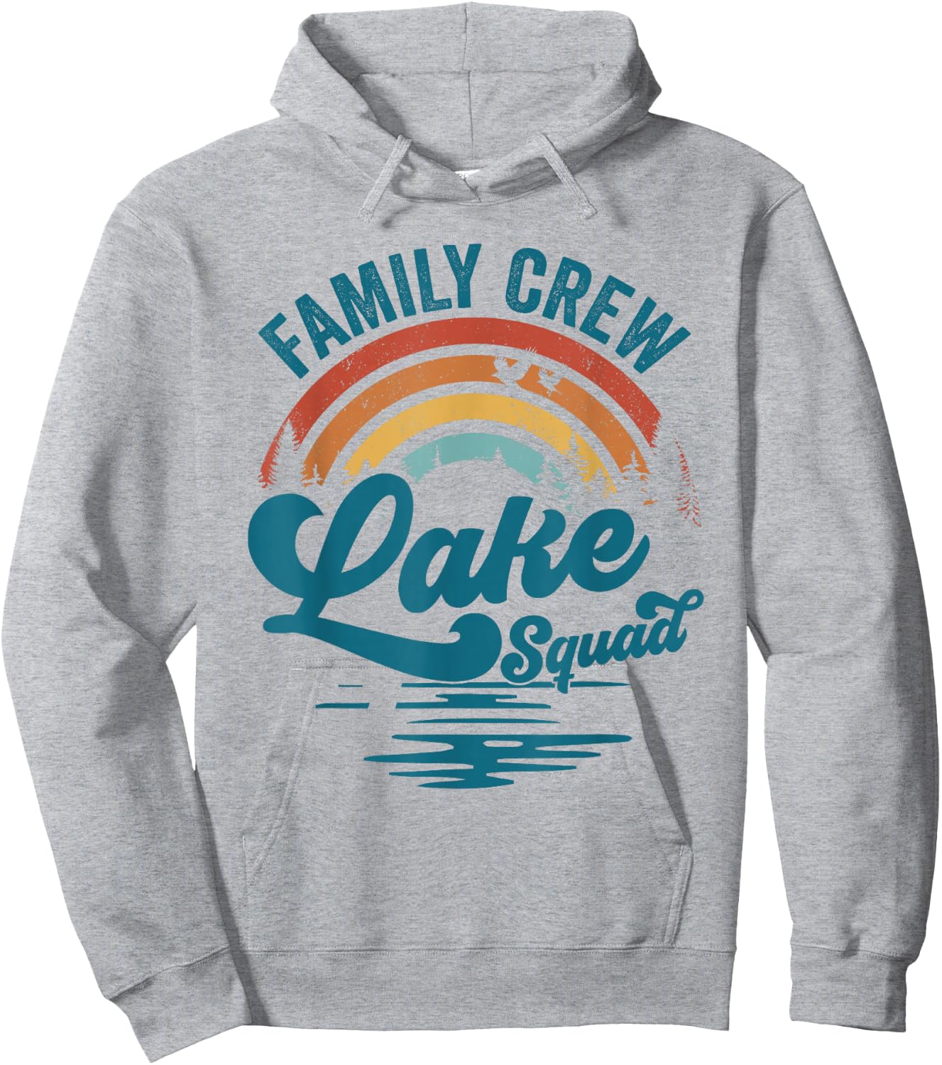 Family Crew Lake Squad Groovy Rainbow Vacation Lake Trip Hoodie - Hoodie | Ash