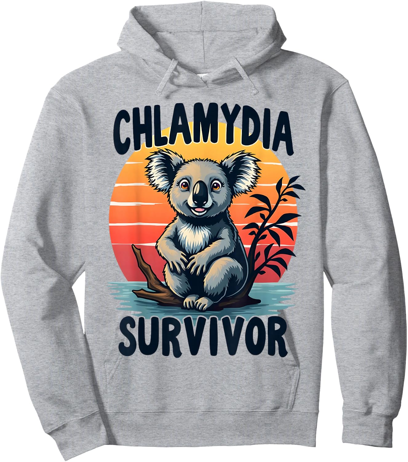 Chlamydia Survivor Funny Adult Joke Retro Vintage Koala Men Hoodie - Hoodie | Ash