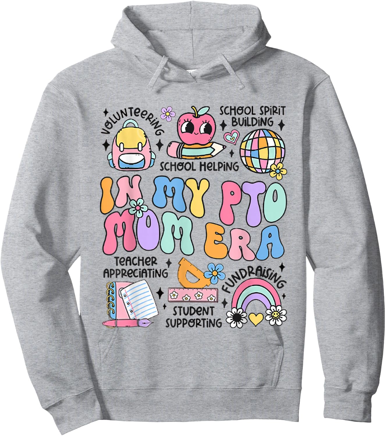 Retro In My PTO Mom Era Parent Organization Team Teacher Hoodie - Hoodie | Ash