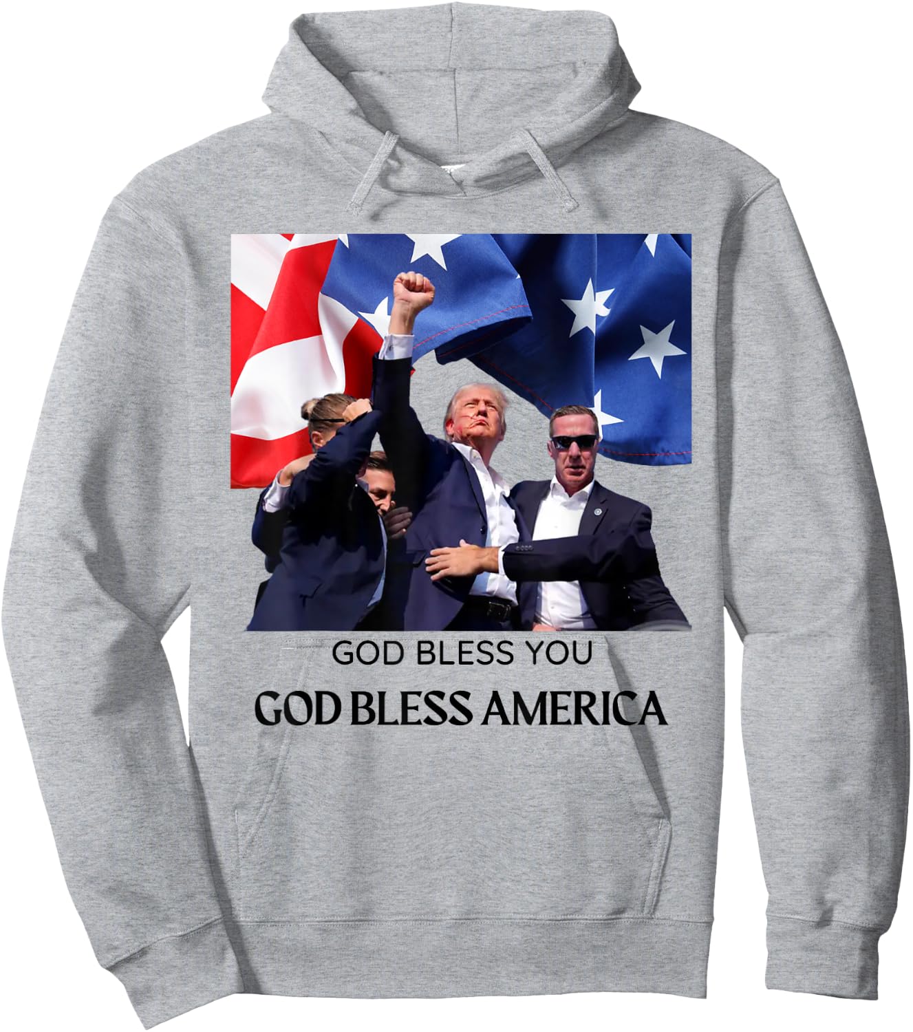 God Bless You - God Bless America - Donald Trump 2024 Hoodie - Hoodie | Ash