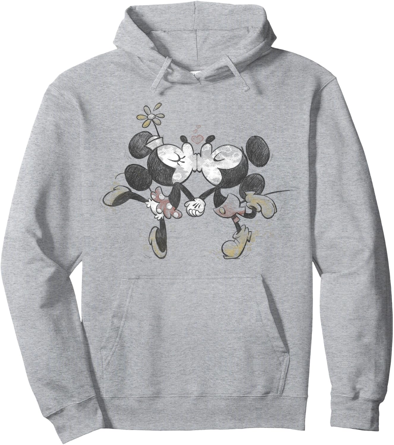 Disney - Valentines Mickey Minnie Kissing Face Hoodie - Hoodie | Ash