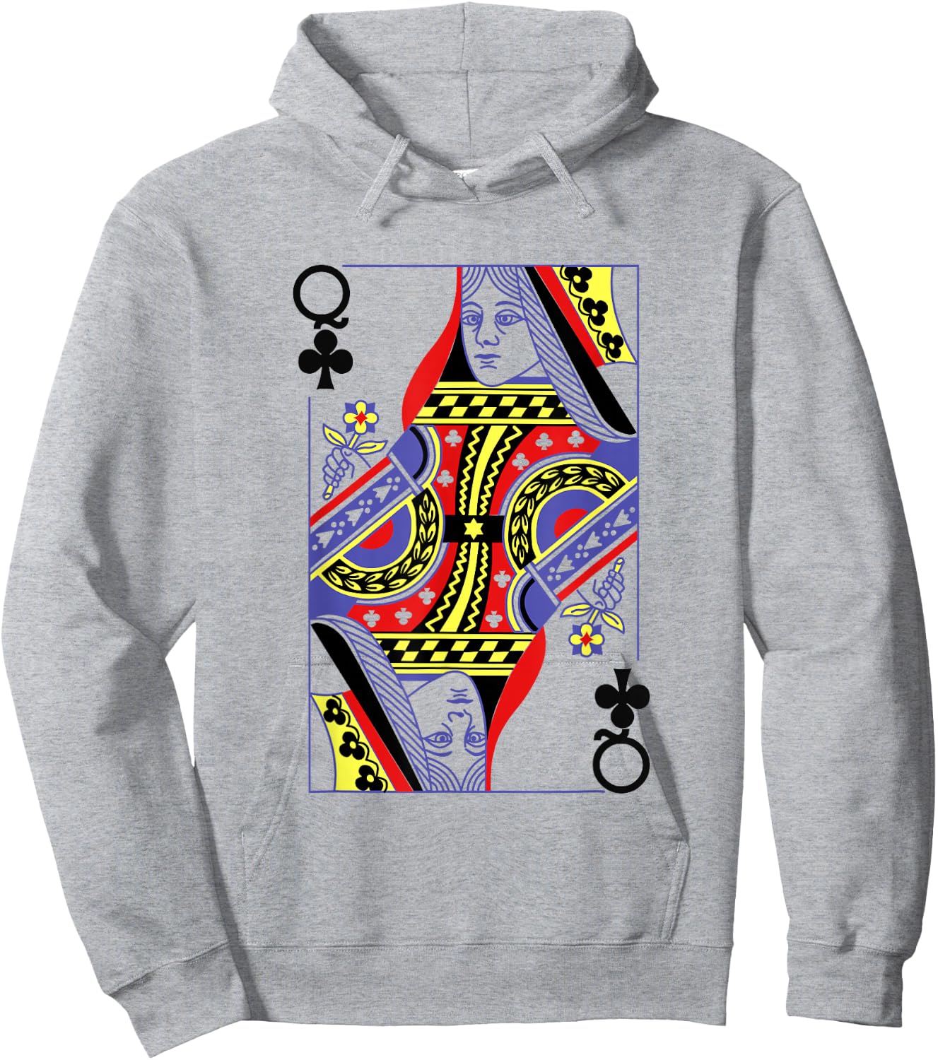 Queen Of Clubs Royal Flush Costume Halloween Playing Cards Hoodie - Hoodie | Ash