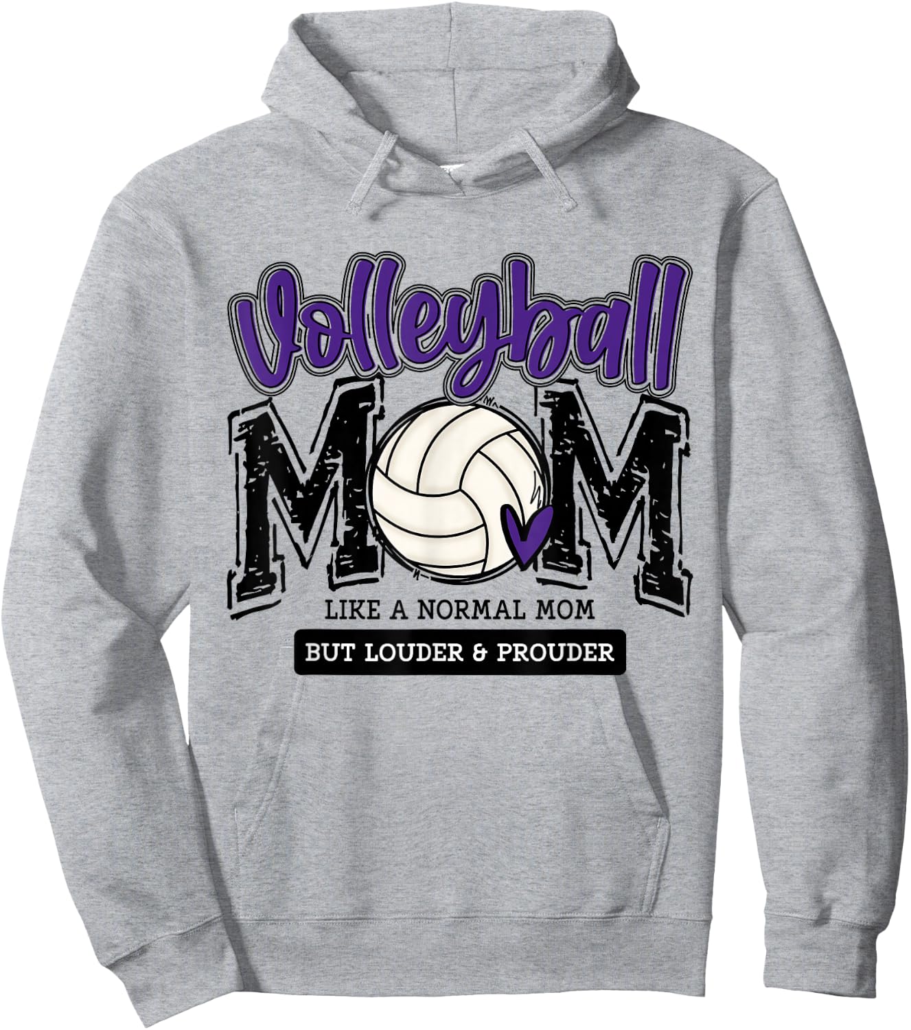 Volleyball Mom Purple Game Day Mama Daughter Family Team Hoodie - Hoodie | Ash