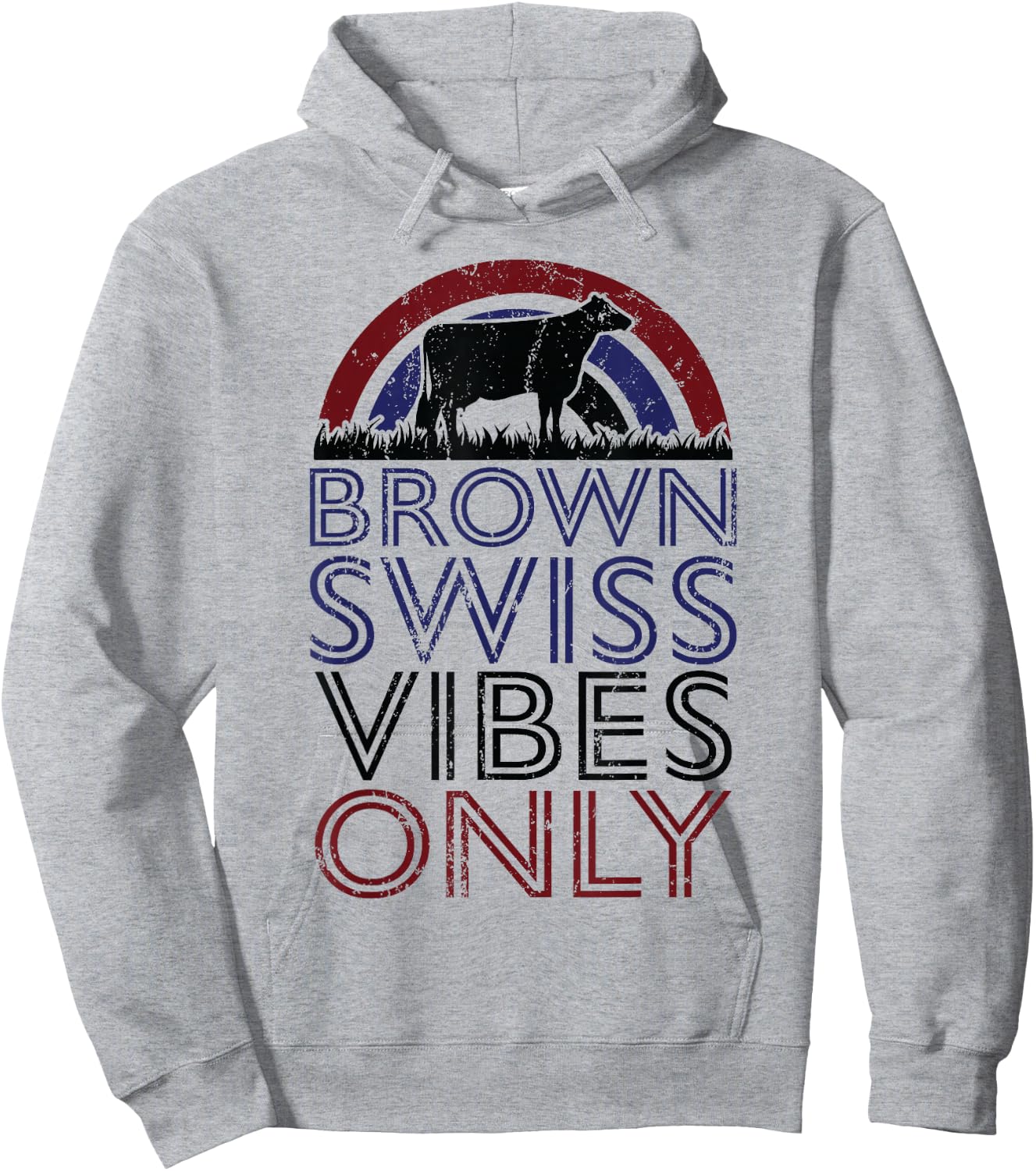 Cow Vibes Only - Cow Breeder Brown Swiss Cattle Farmer Hoodie - Hoodie | Ash