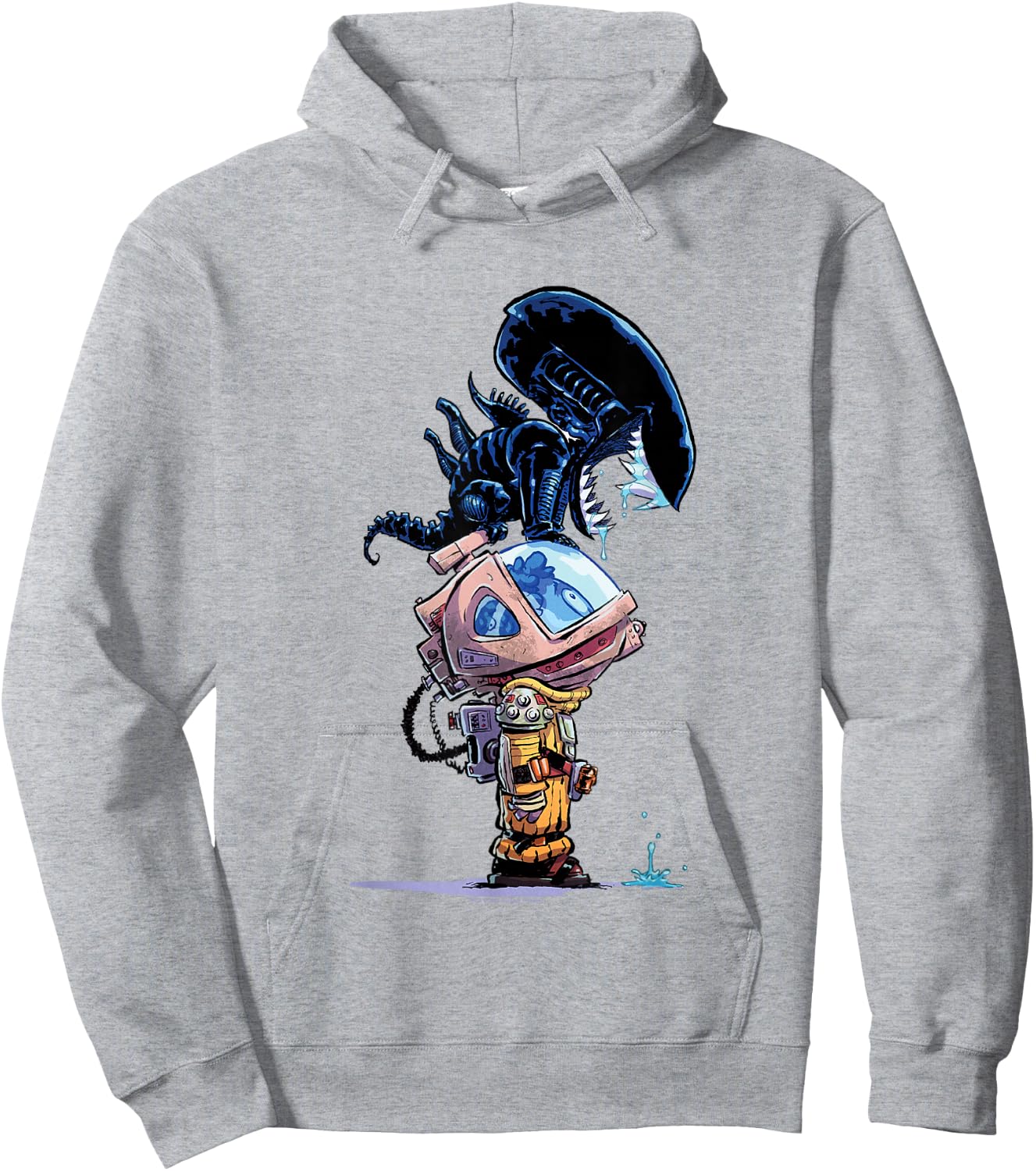 Aliens Cute Animated Xenomorph Big Chest Chibi Poster Hoodie - Hoodie | Ash