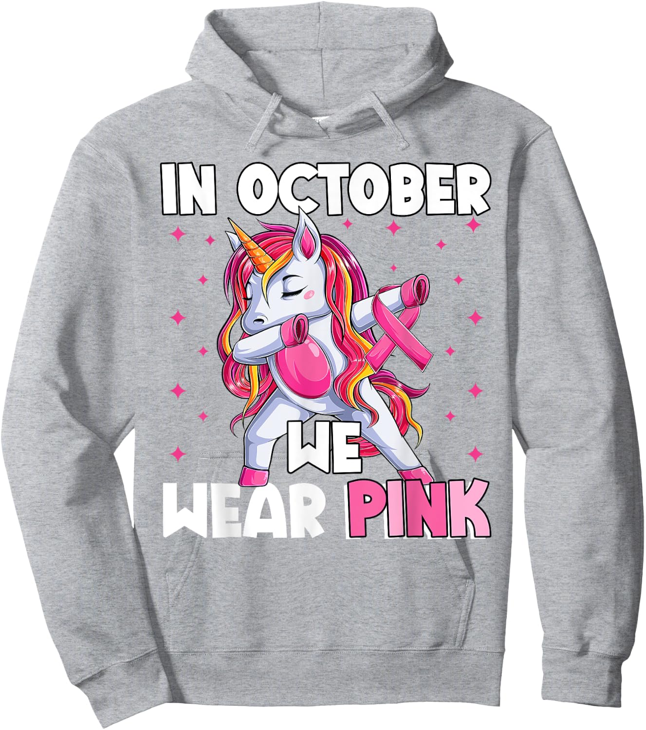 Breast Cancer Girls Kids, Unicorn In October We Wear Pink Hoodie - Hoodie | Ash