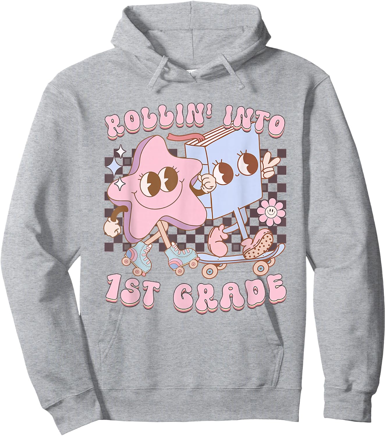 Retro Rolling Into First Grade First Day Of School Kids Hoodie - Hoodie | Ash