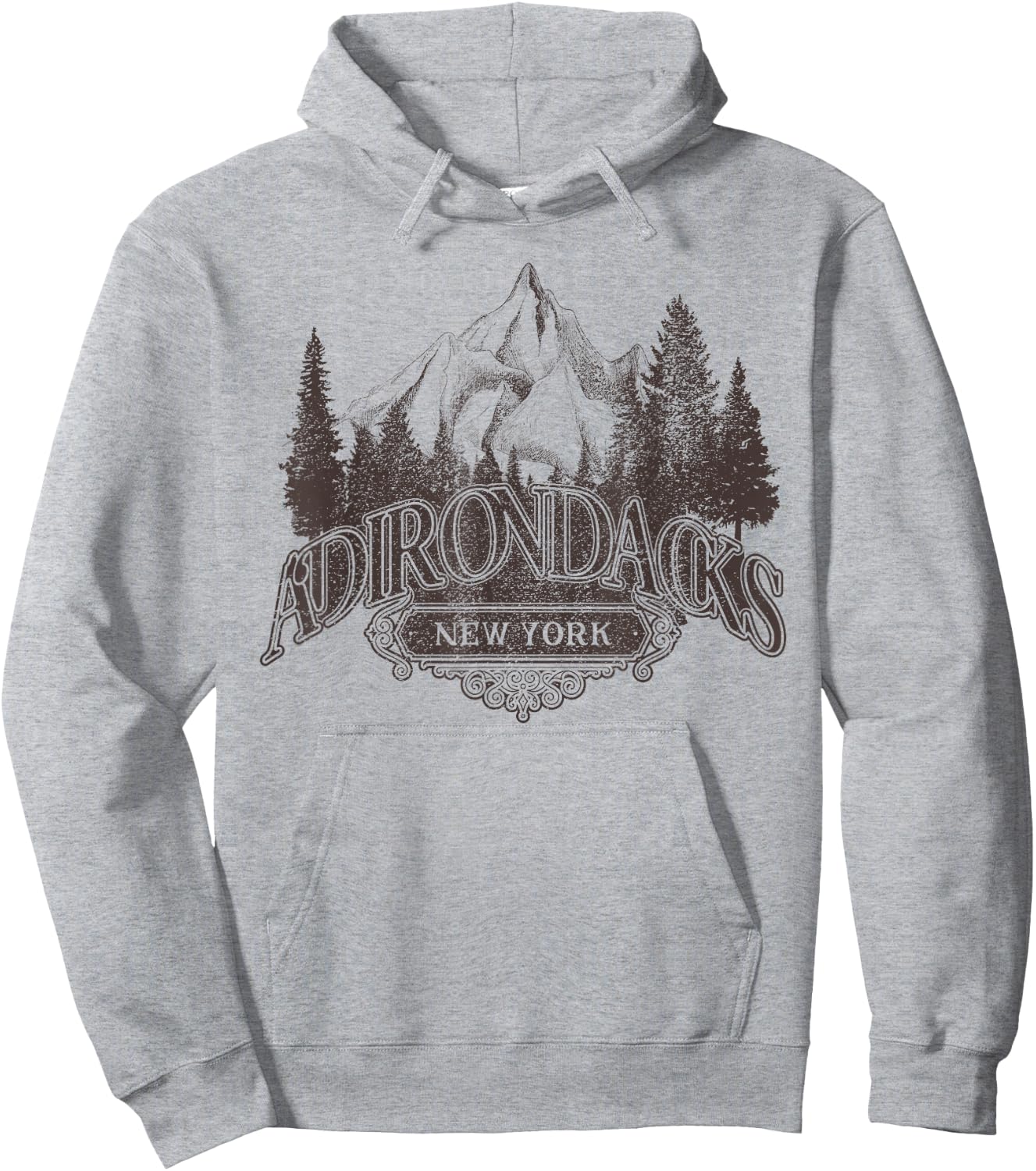 Adirondacks New York Mountains Vintage Biker Patch Hoodie - Hoodie | Ash