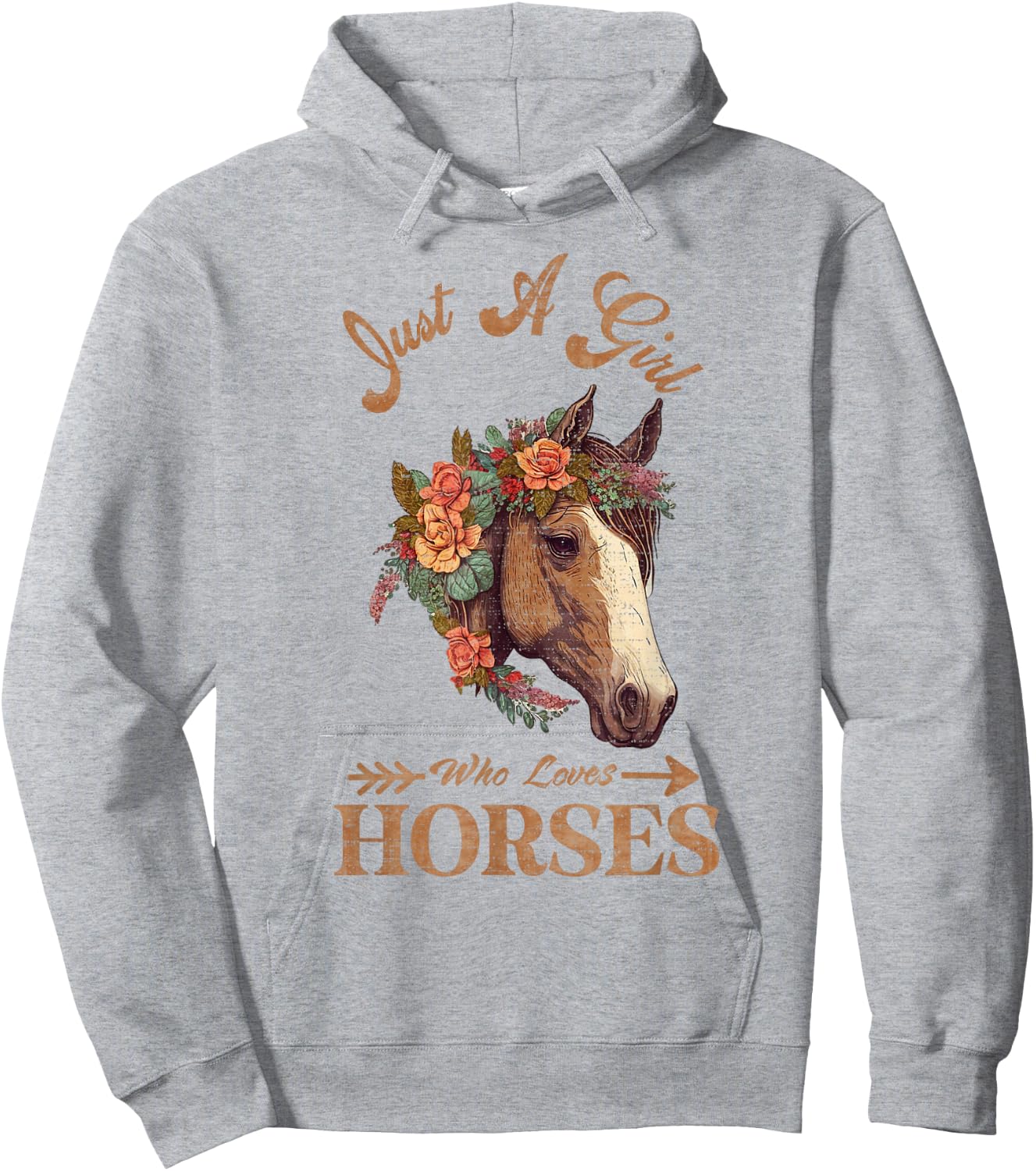 Vintage Retro Just A Girl Who Loves Horses, Horseback Riding Hoodie - Hoodie | Ash