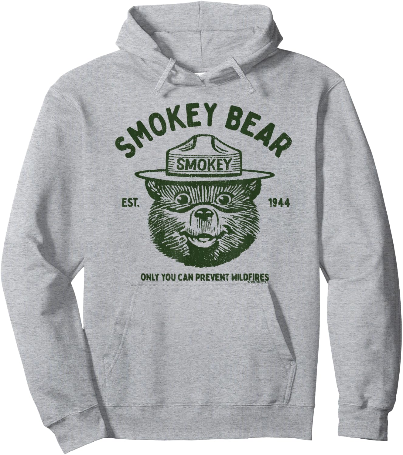 Vintage Smokey Bear Logo Only You Can Prevent Wildfires Hoodie - Hoodie | Ash