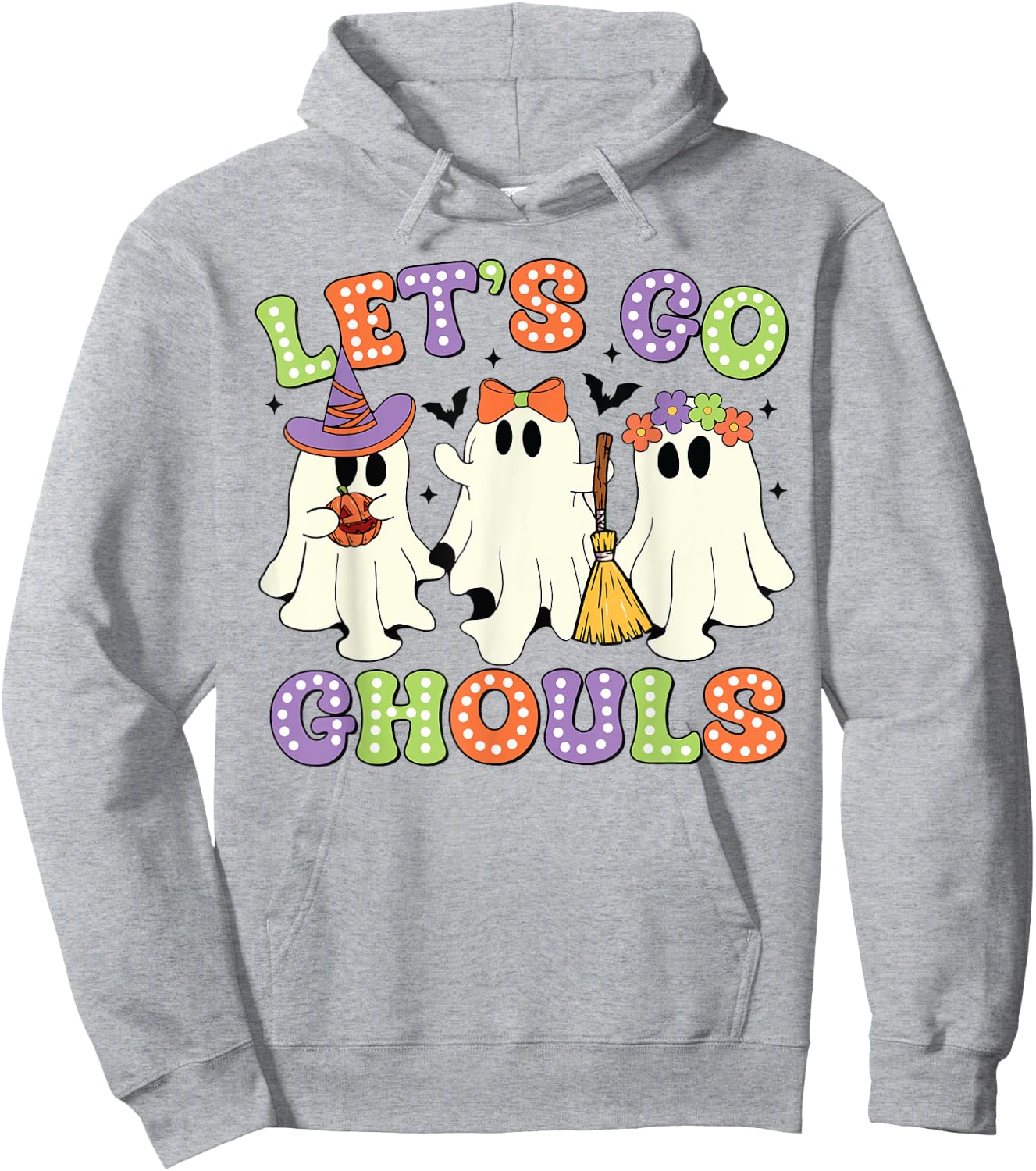 Let's Go Ghouls Scary Ghost Costume Halloween Retro Groovy Hoodie - Hoodie | Ash