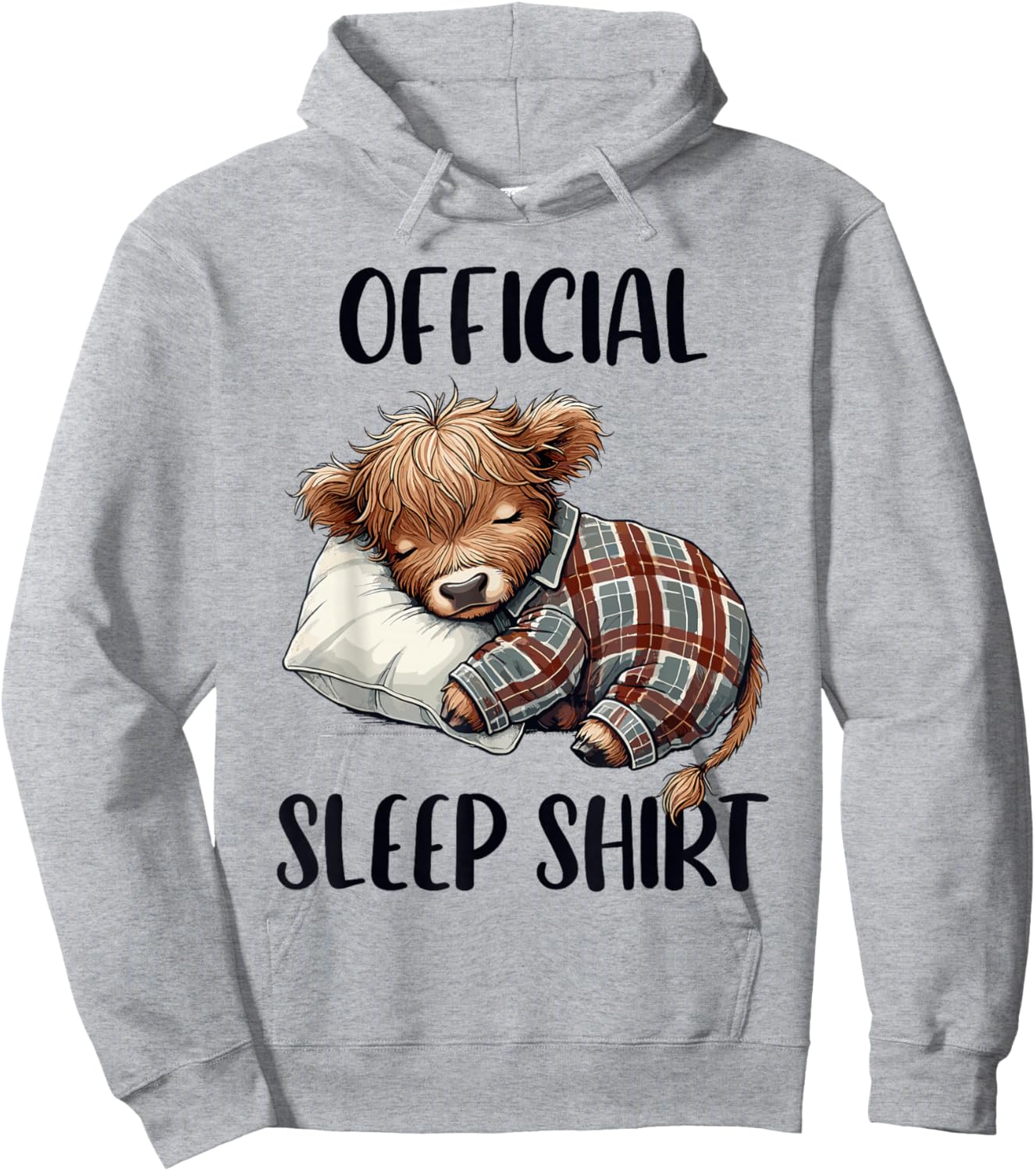 Highland Cow, Nightgown Nightshirt Official Sleepshirt Sleep Hoodie - Hoodie | Ash