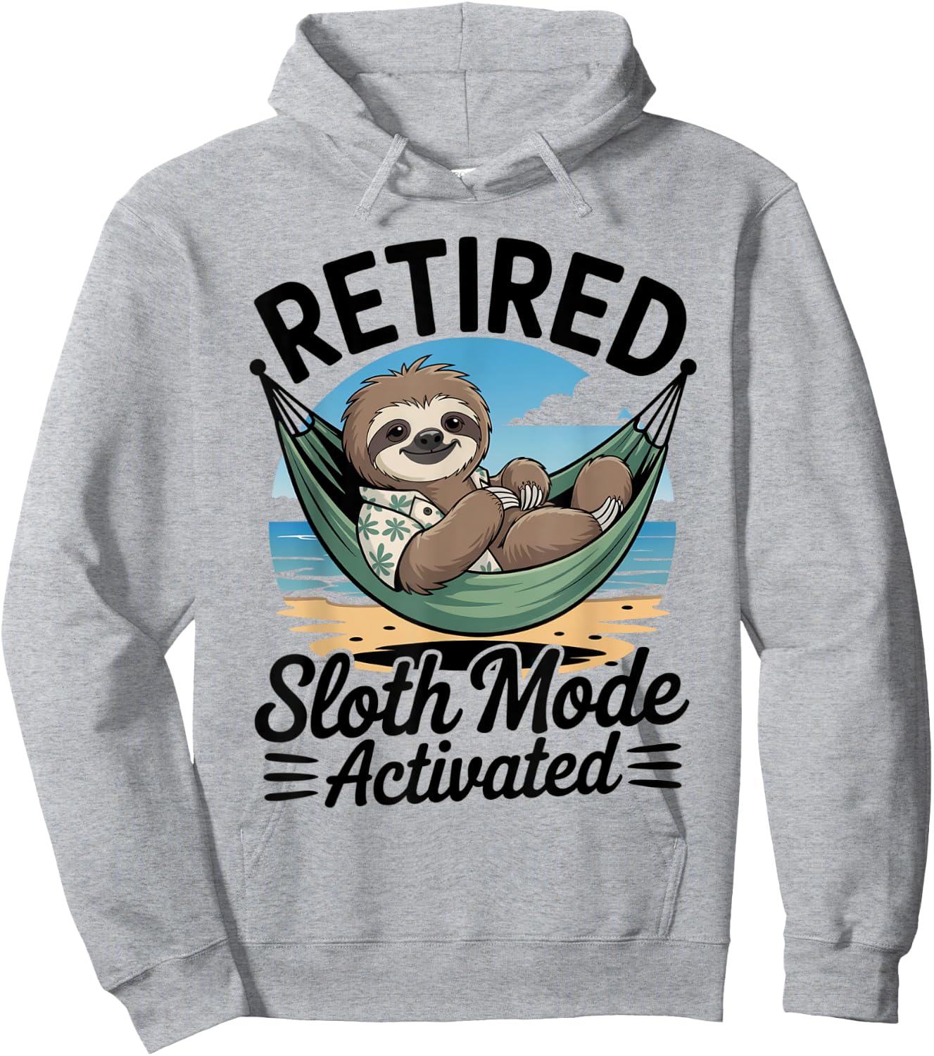 Funny Retired Sloth Animal Graphic Vintage Retirement Hoodie - Hoodie | Ash