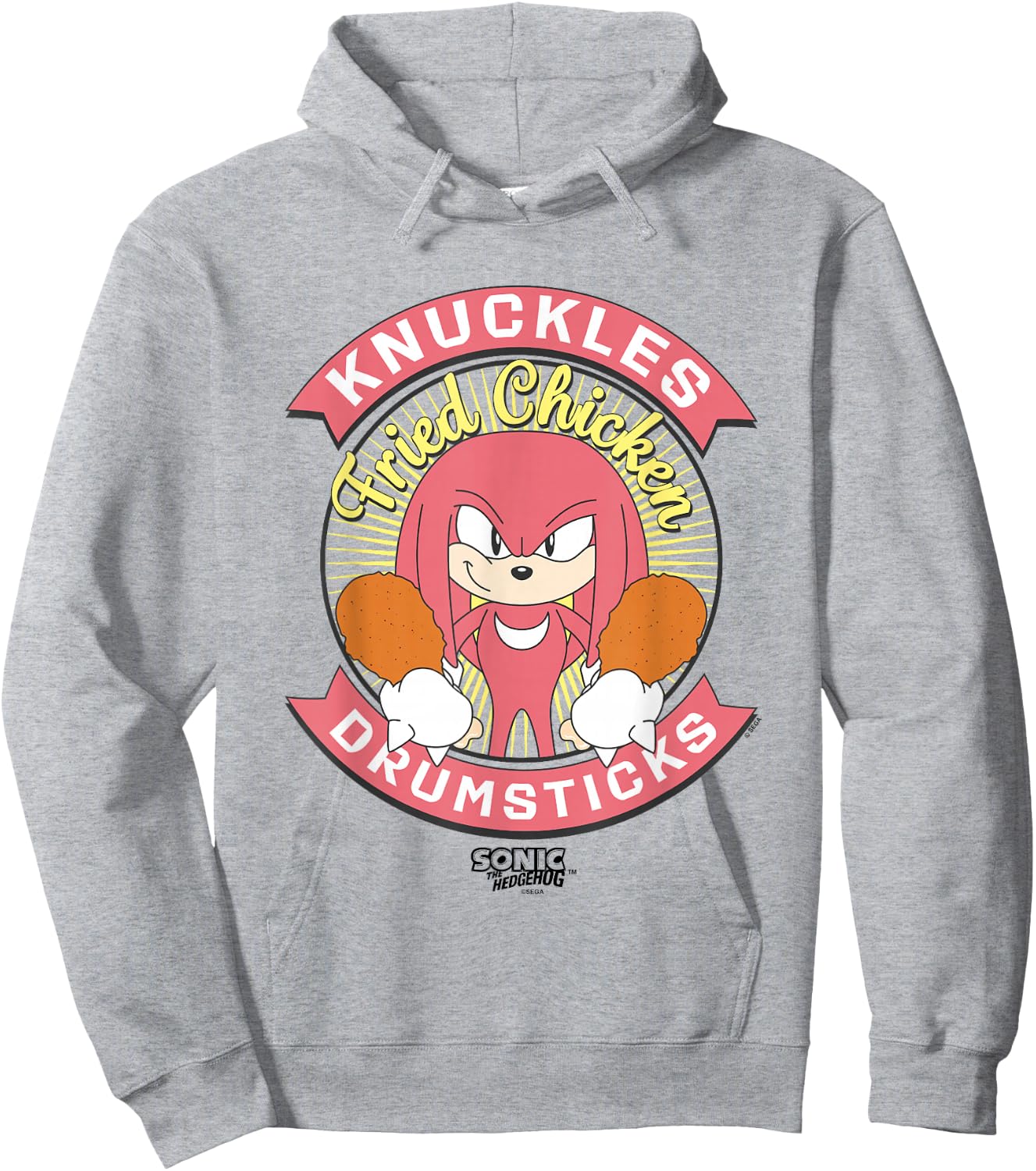 Sonic The Hedgehog Knuckles Drumsticks Fried Chicken Vintage Hoodie - Hoodie | Ash