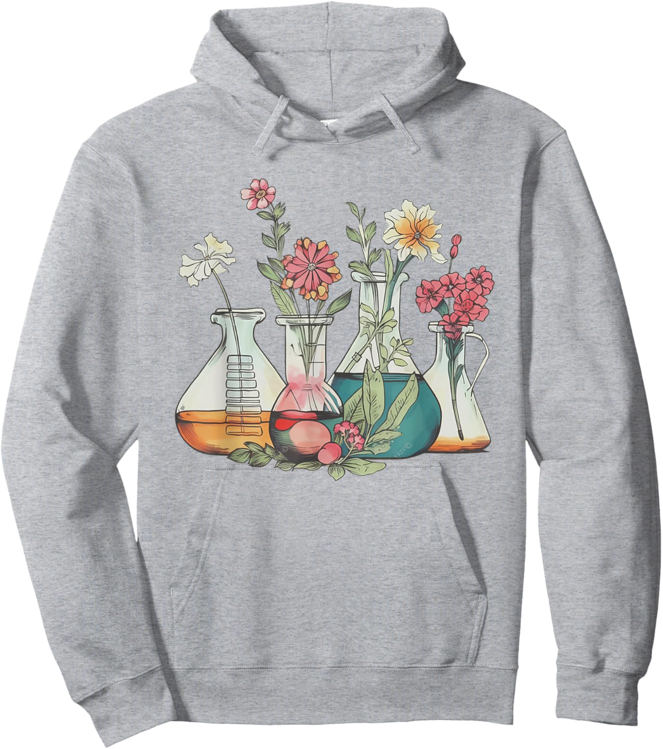 Floral Beakers Chemistry Lab Scientist Chemist Med Lab Tech Hoodie - Hoodie | Ash
