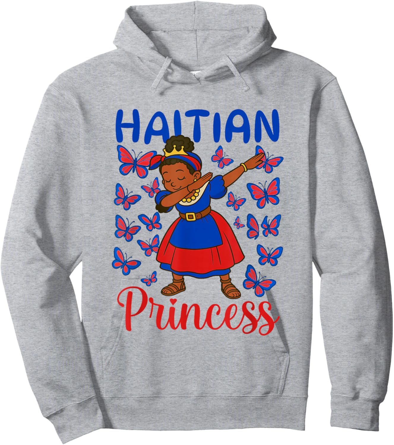 Haitian Princess Dabbing Haitian Flag Dress for Children Girls Hoodie - Hoodie | Ash