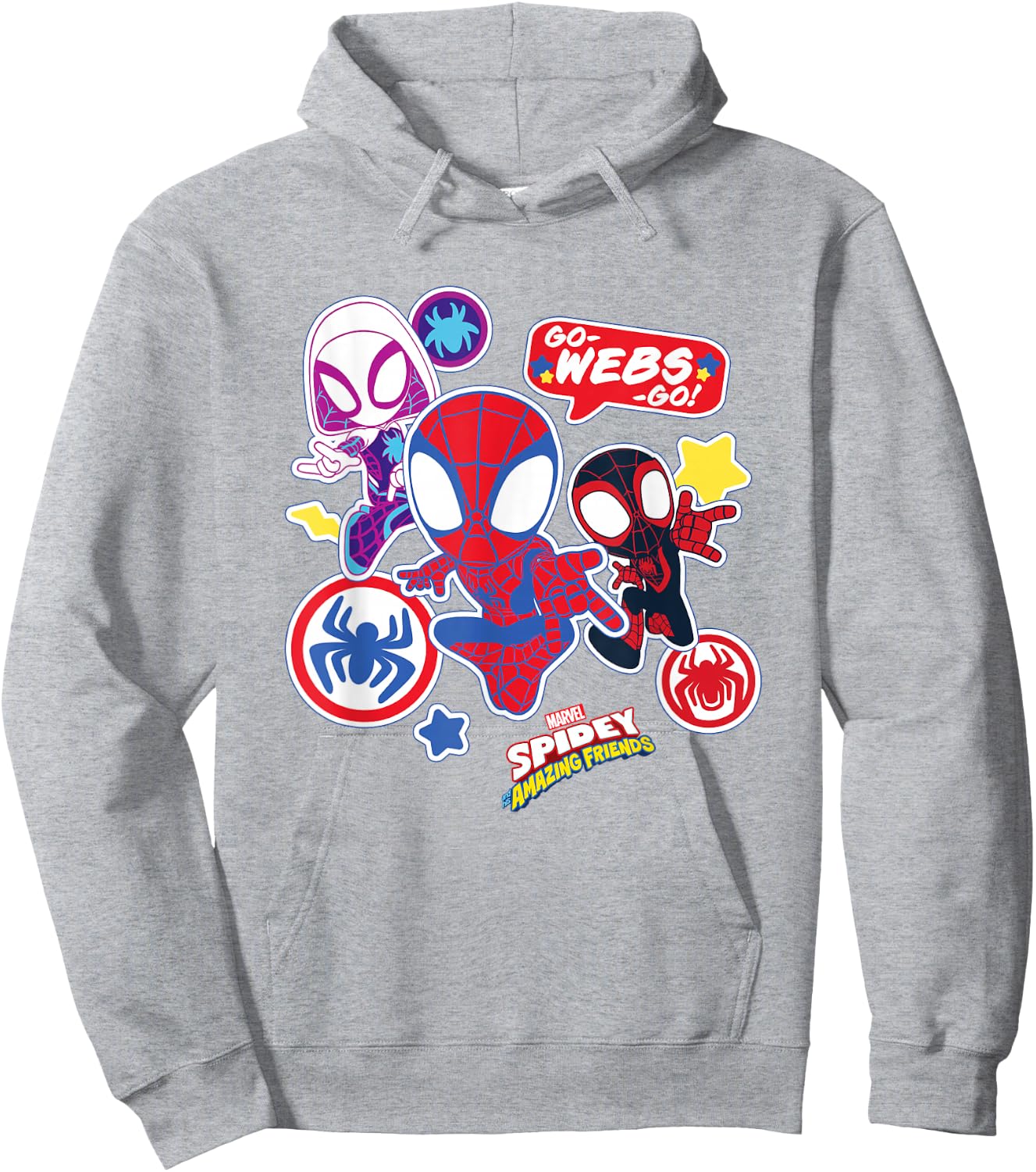 Marvel Spidey and His Amazing Friends Team Spidey Stickers Hoodie - Hoodie | Ash