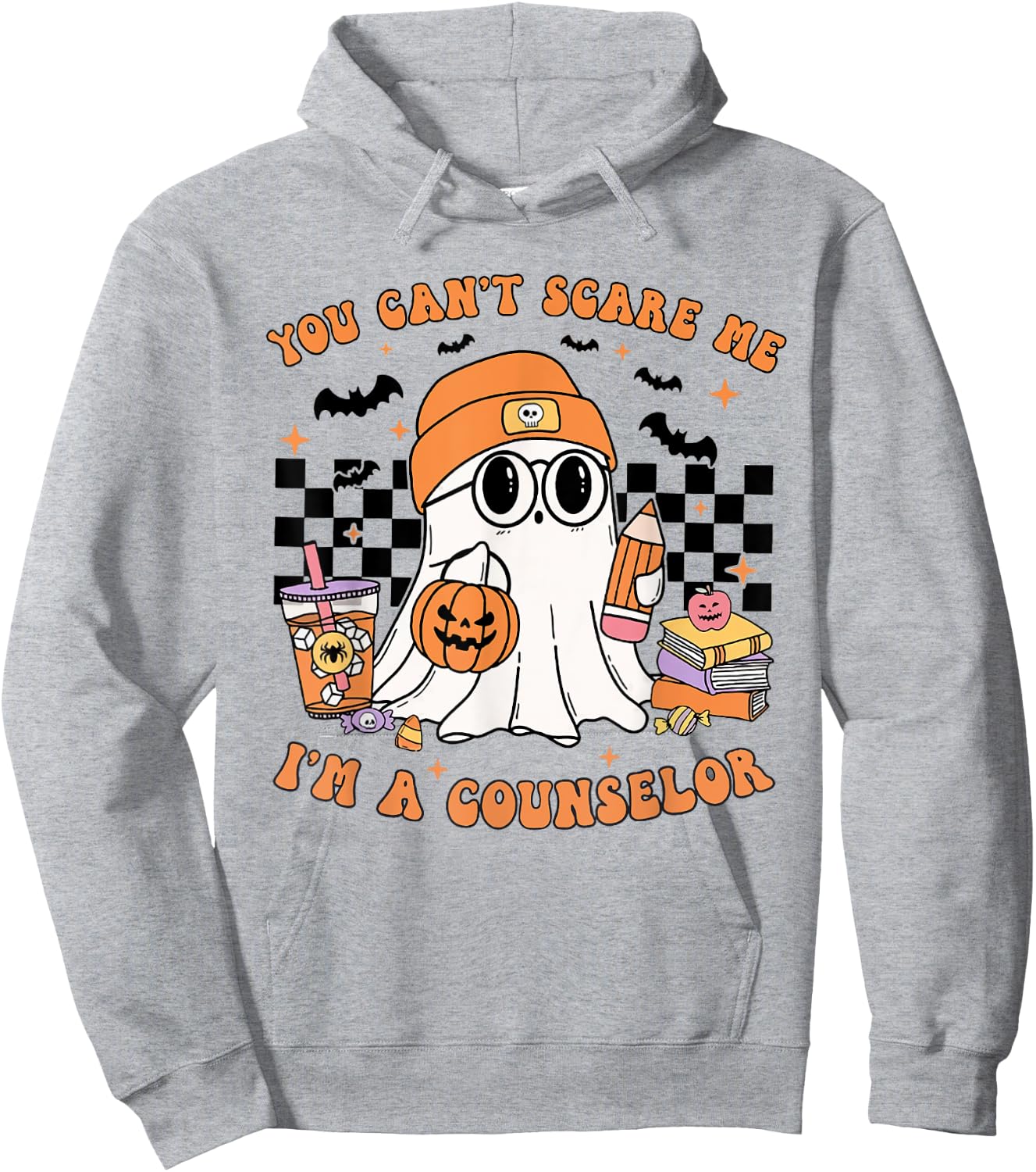 You Can't Scare Me I'm A Counselor Halloween Pumpkin Fall Hoodie - Hoodie | Ash