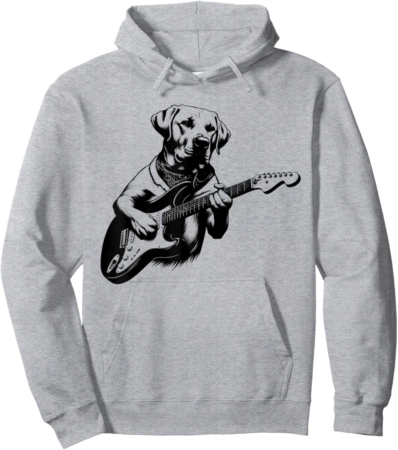 Labrador Dog Playing Electric Guitar Rock Star Guitarist Hoodie - Hoodie | Ash