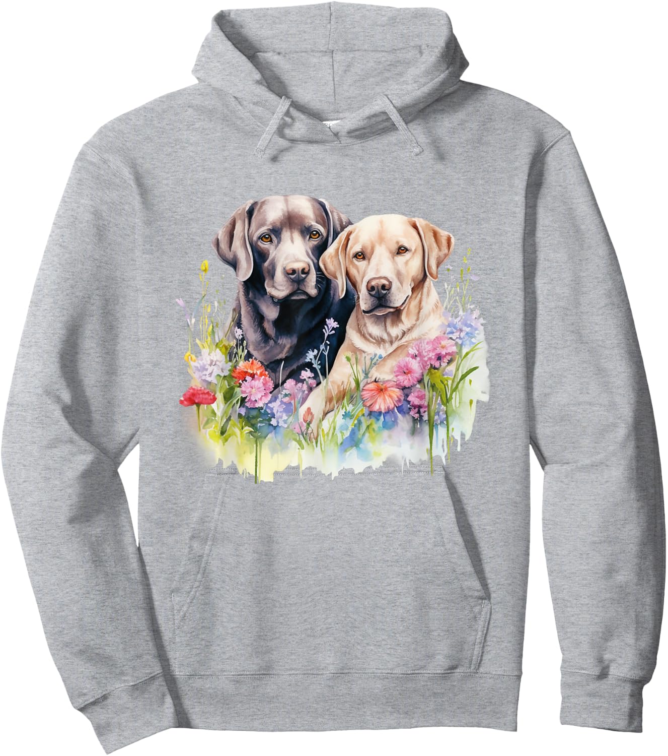 Floral Wildflower Dog Labrador Retriever Men Women Kids Hoodie - Hoodie | Ash