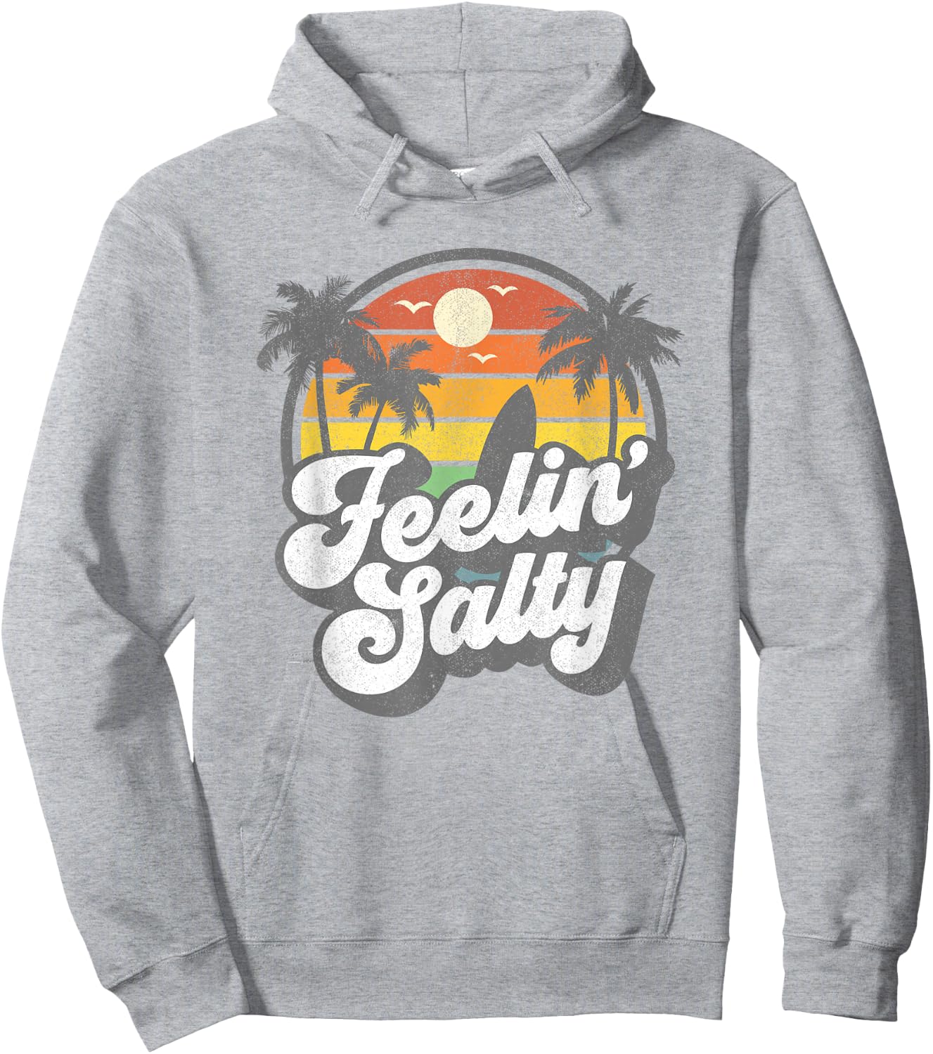 Feeling Salty Island Vacation Surfing Palm Retro Beach Gift Hoodie - Hoodie | Ash