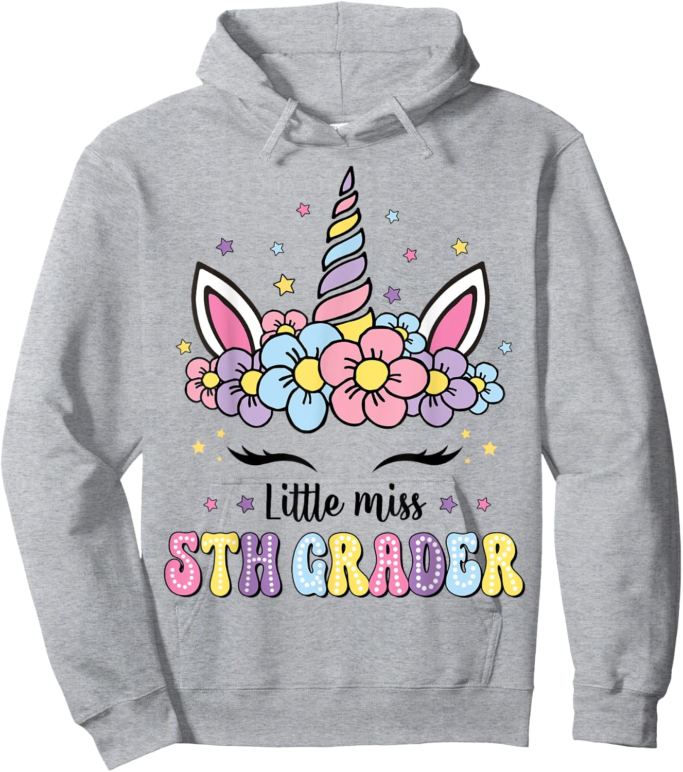 Little Miss 5th Grade Grader Hello First Day Of School Girls Hoodie - Hoodie | Ash