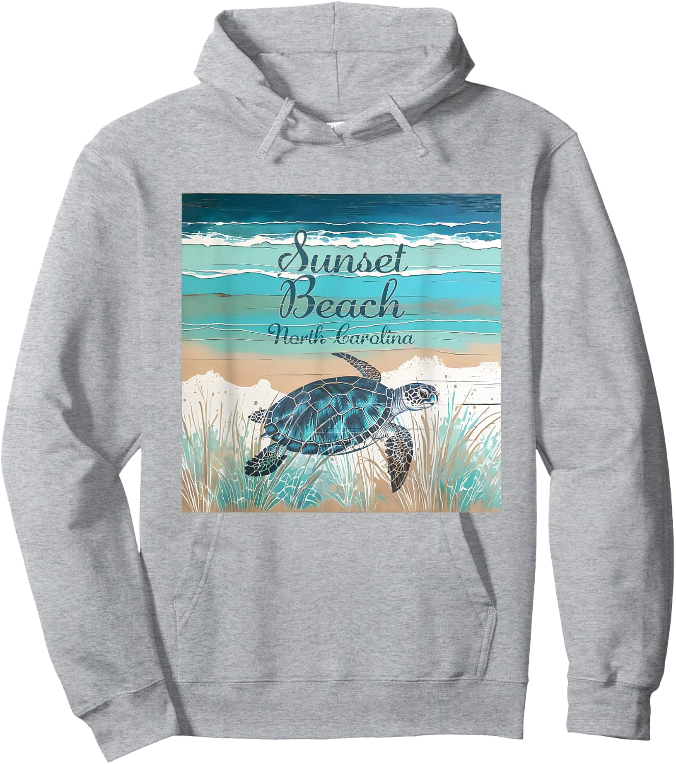 Sunset Beach North Carolina Sea Turtle Beach Decor Men Women Girls Kids Hoodie - Hoodie | Ash