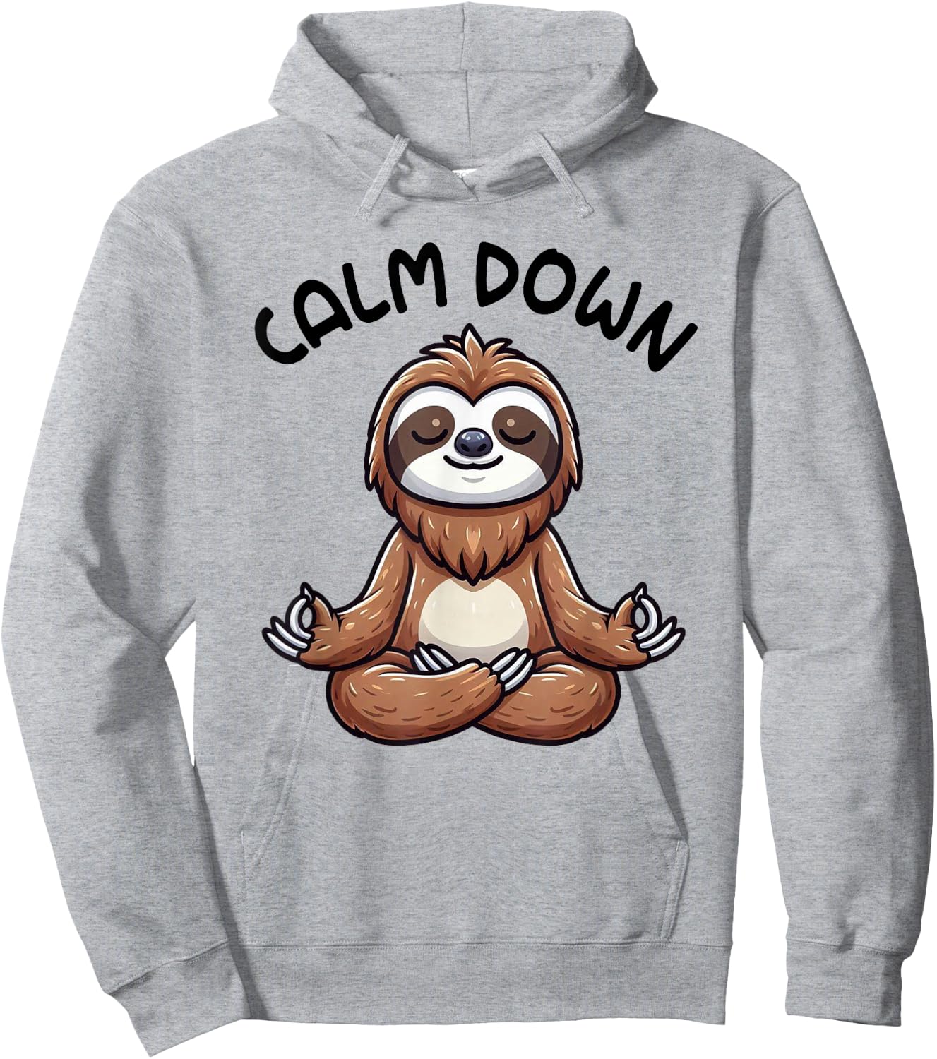 Sloth Calm Down Yoga Meditation Hoodie - Hoodie | Ash