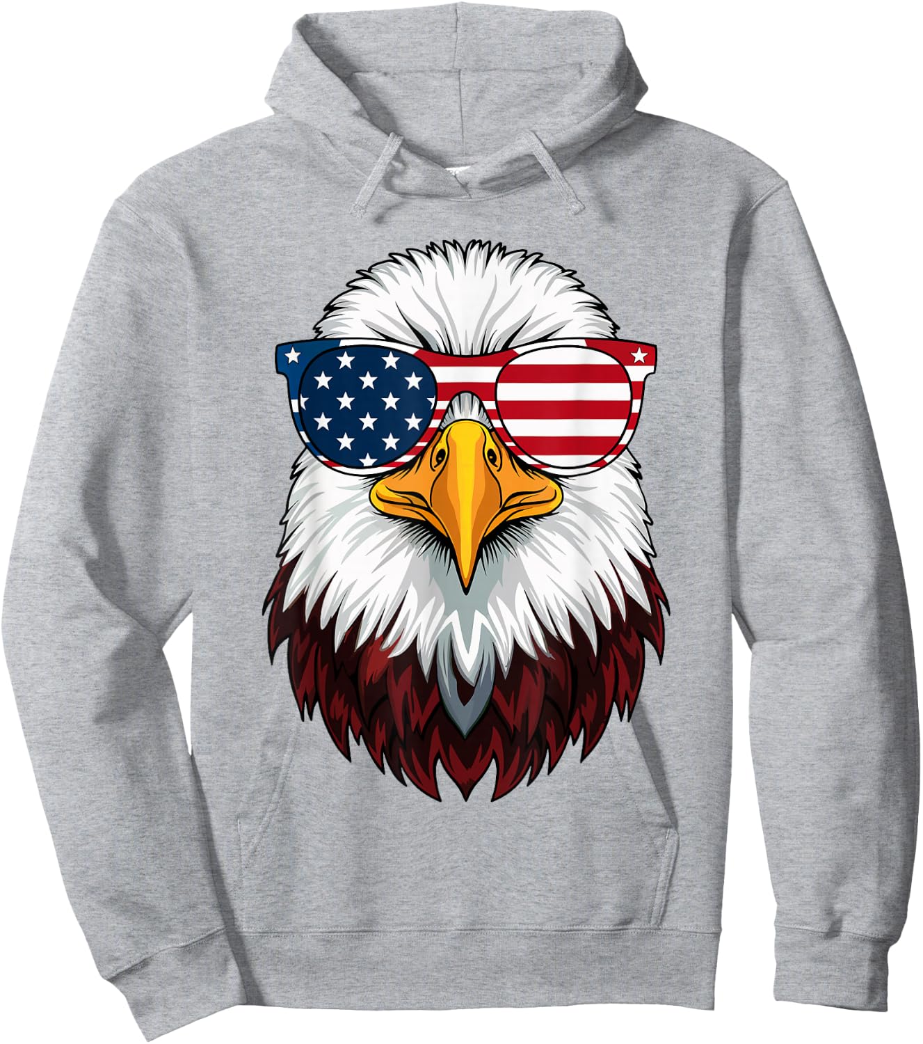 American Flag Patriotic Eagle Shirt Men Boys 4th of July Hoodie - Hoodie | Ash