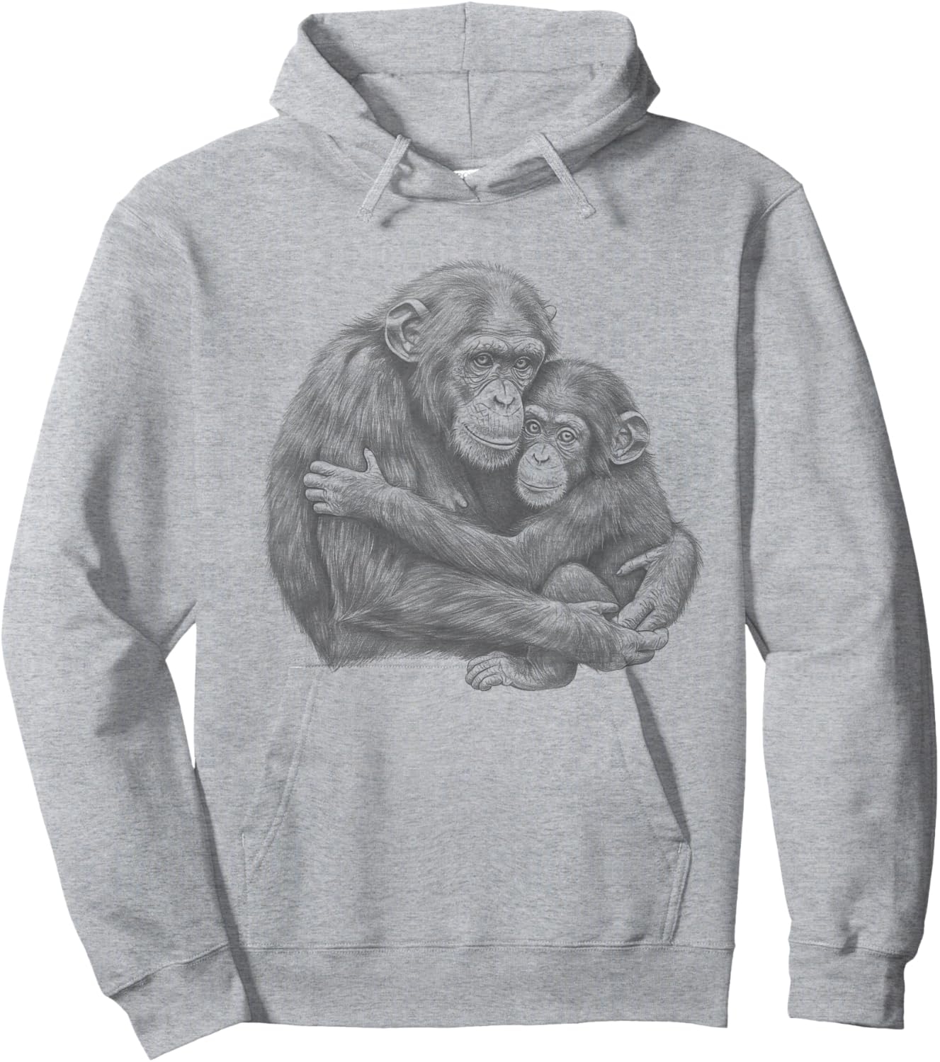 Vintage Baby chimp hugging mother Chimpanzee Art Design Hoodie - Hoodie | Ash
