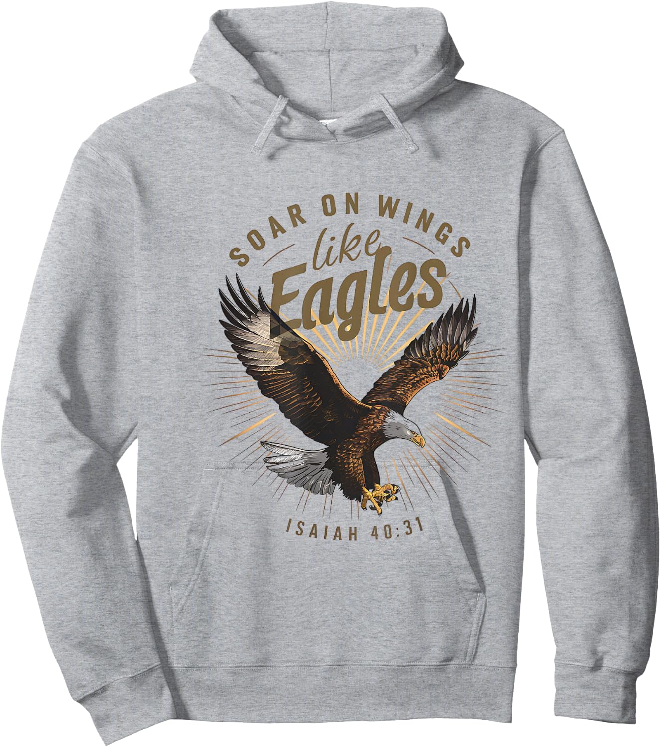 Soar on Wings like Eagles Isaiah 40:31 Eagle Design Hoodie - Hoodie | Ash
