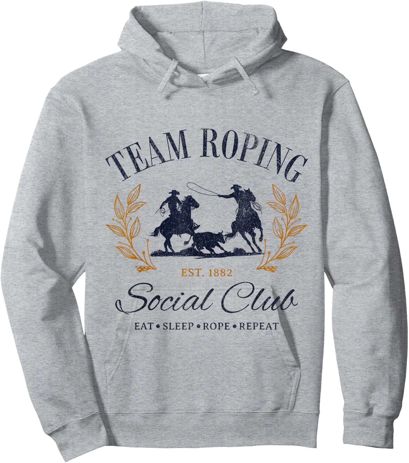 Team Roping Social Club Eat Sleep Rope Texas Rodeo Shirt Hoodie - Hoodie | Ash