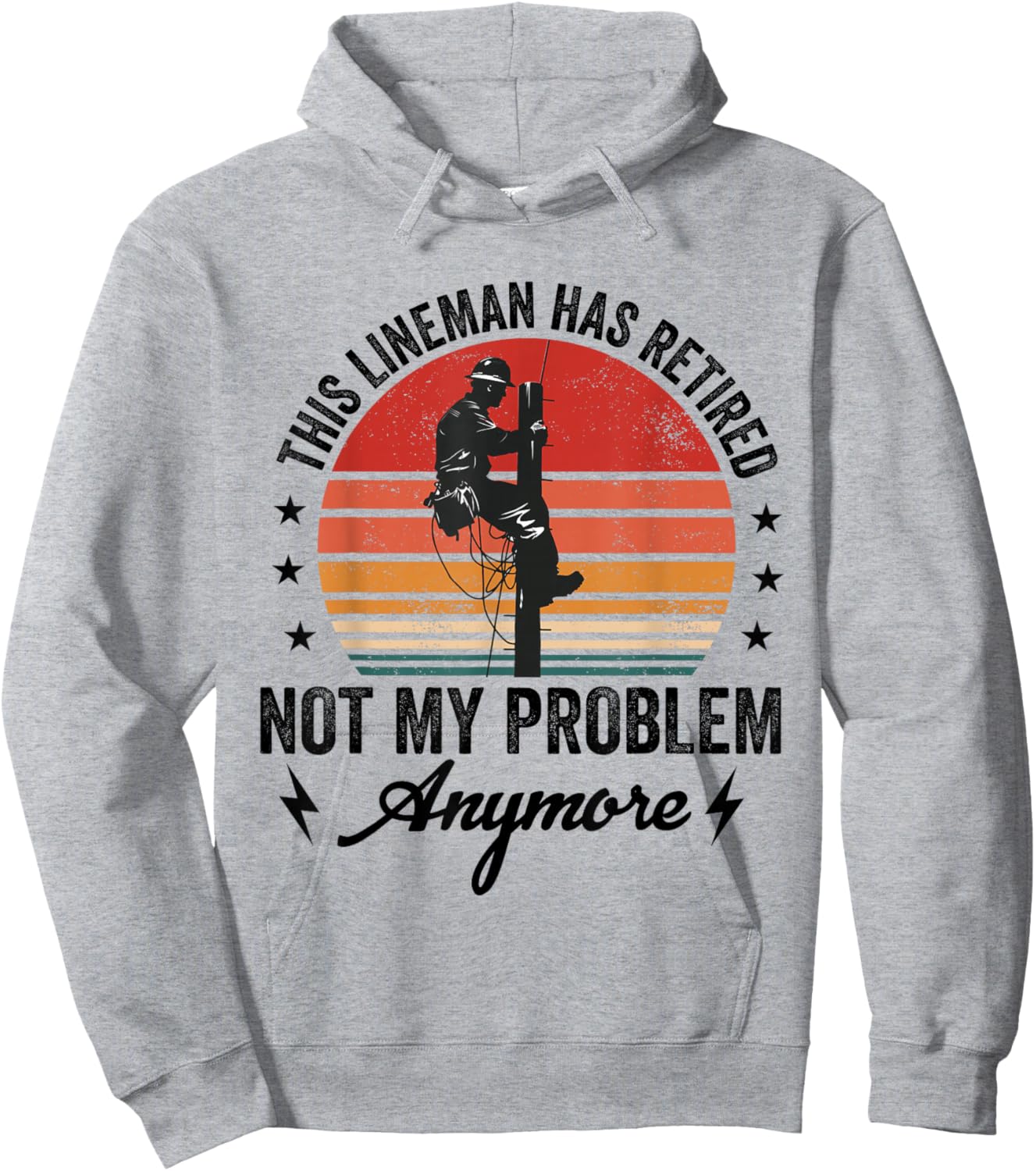 Retired Lineman Dad Men Retiring Cable Lineworker Retirement Hoodie - Hoodie | Ash