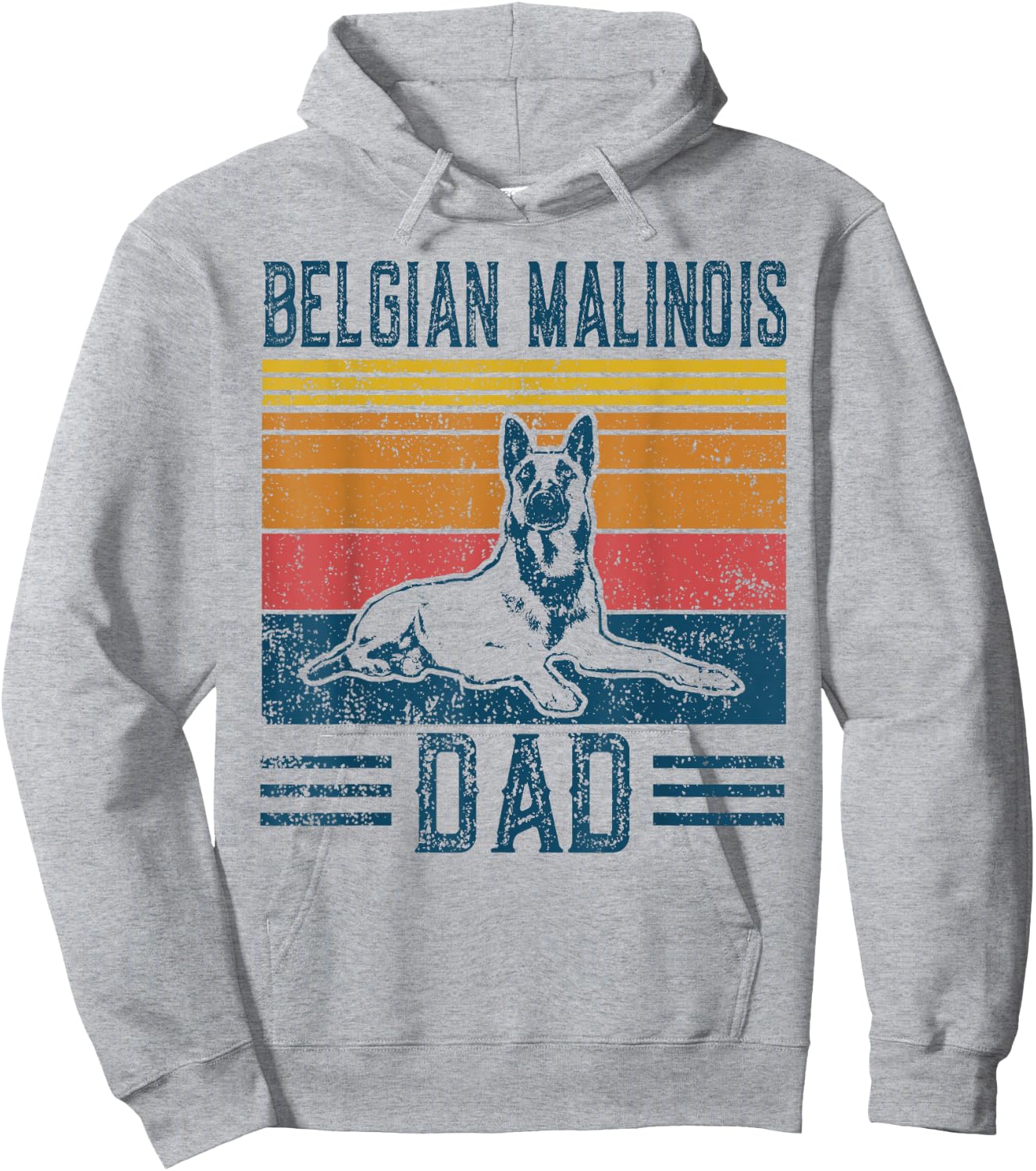 Dog | Belgian Shepherd Papa - Vintage Belgian Malinois Dad Hoodie - Hoodie | Ash