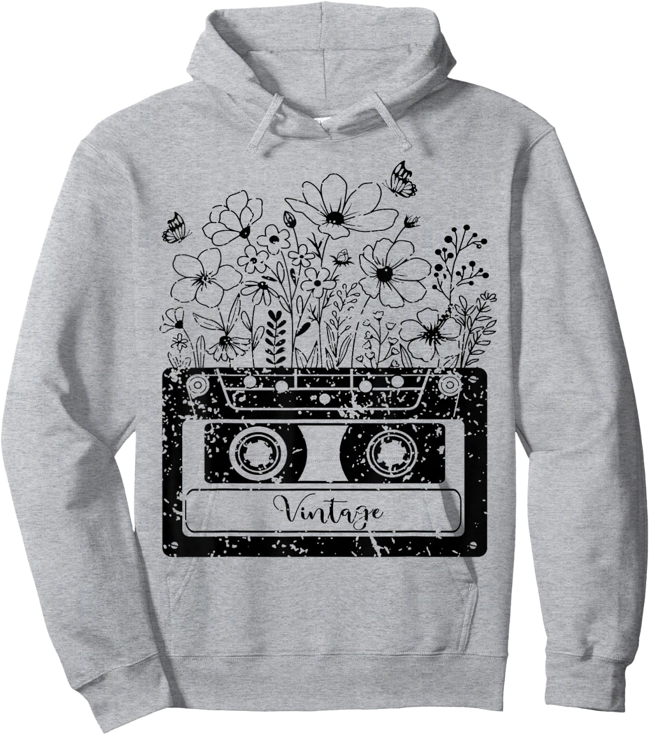 Vintage Cassette Wildflower, Tapes Mixtapes 80s 90s Music Hoodie - Hoodie | Ash