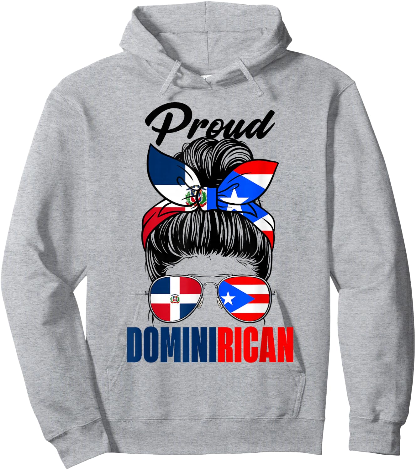 Proud Dominirican Girl Puerto Rico & Dominican Republic Flag Hoodie - Hoodie | Ash