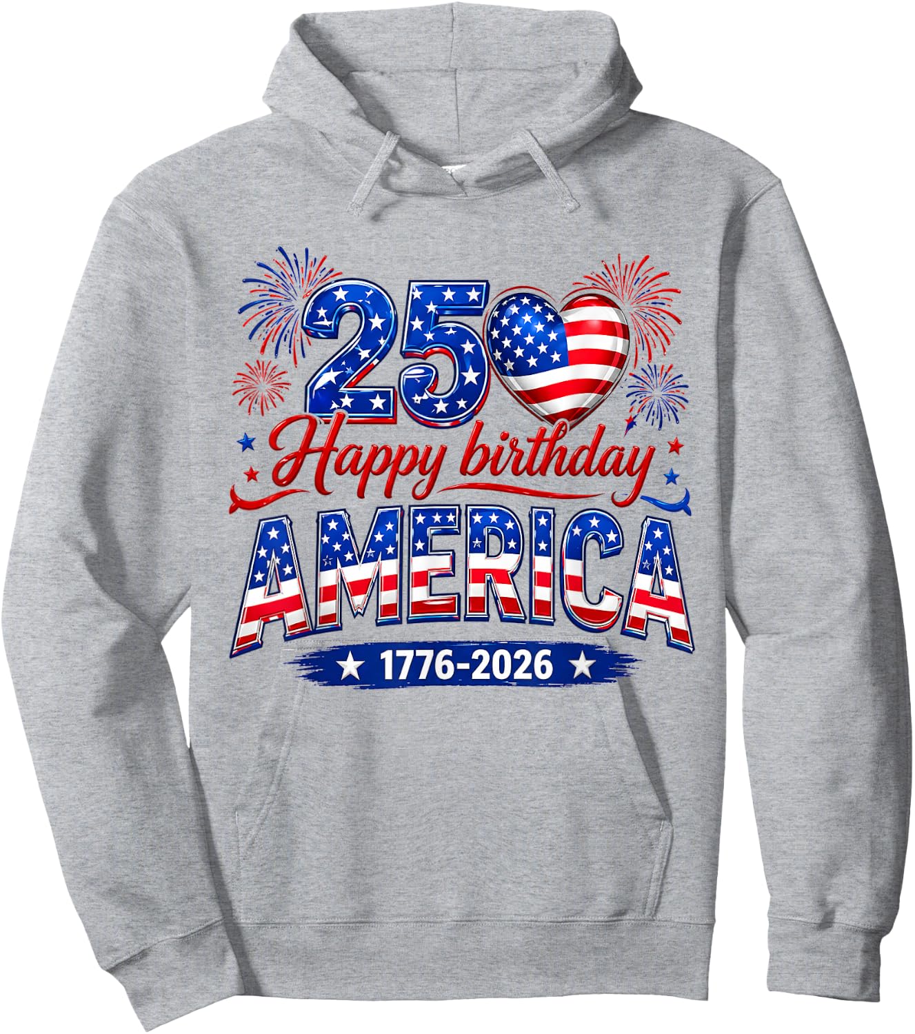 Happy Birthday America USA 250 Years Women Kids 4th of July Hoodie - Hoodie | Ash