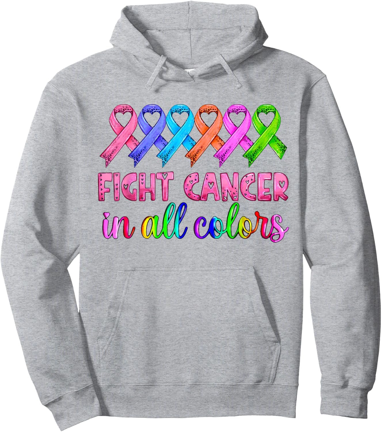 Fight Cancer In All Color Breast Cancer Awareness Hoodie - Hoodie | Ash