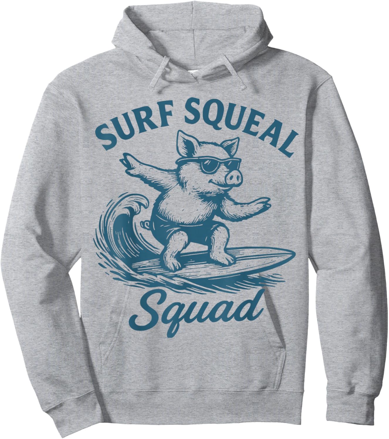 Humor Surfing Pig Squeal Squad Wave Surfer, summer, Beach Hoodie - Hoodie | Ash