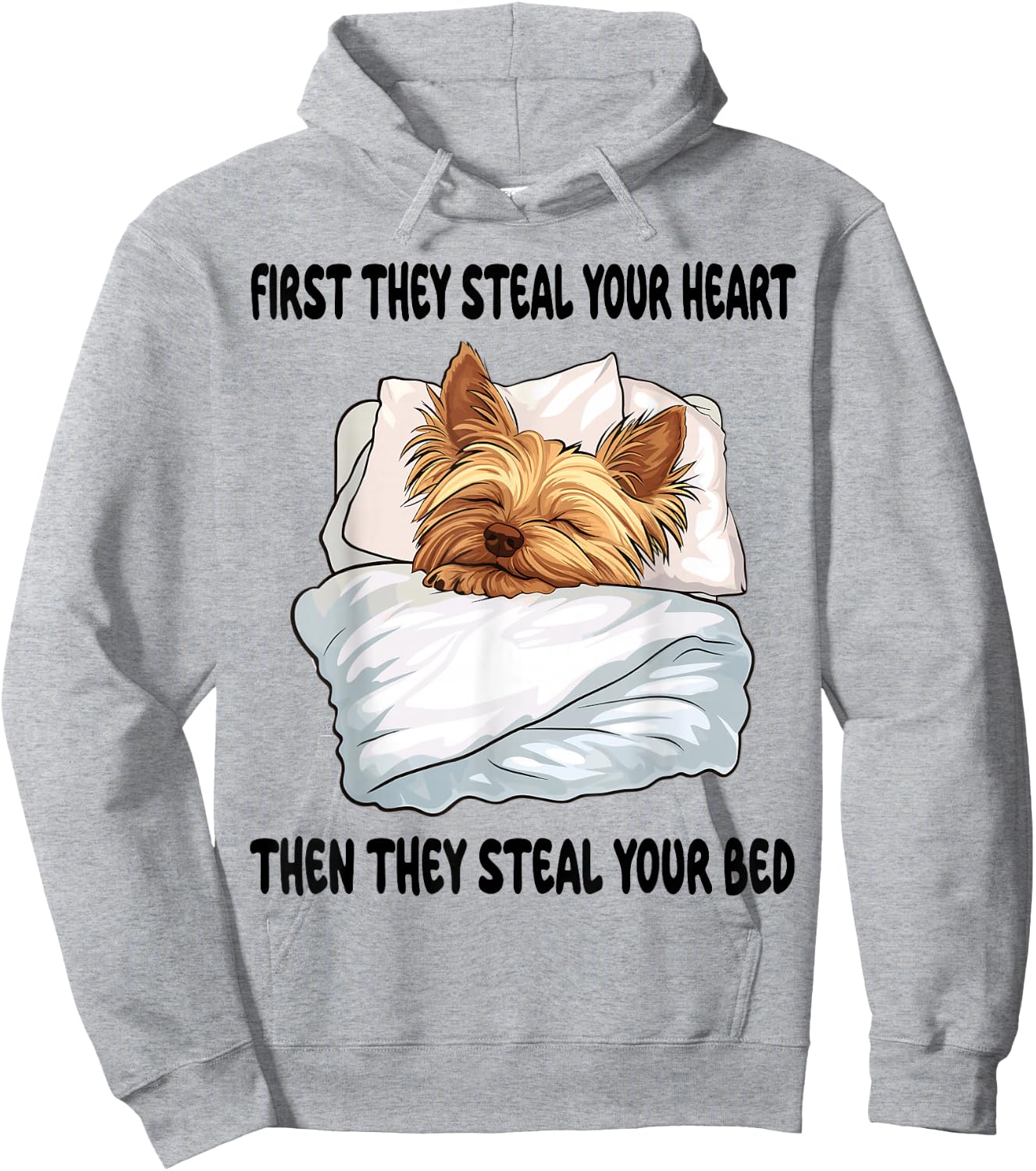 Yorkshire Terrier Yorkie Sleeping Pajamas Nightgown Hoodie - Hoodie | Ash
