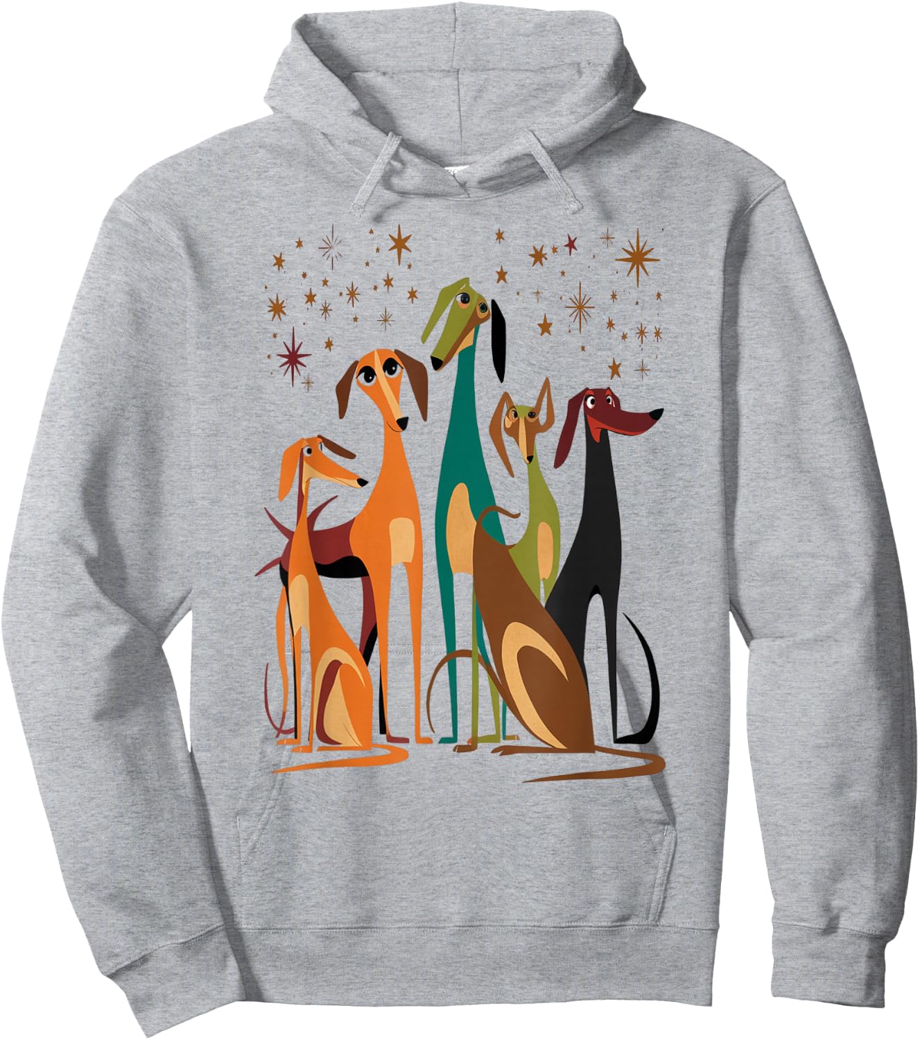 Vintage Retro Mid-Century Long Neck Dogs 50s 60s Style Hoodie - Hoodie | Ash