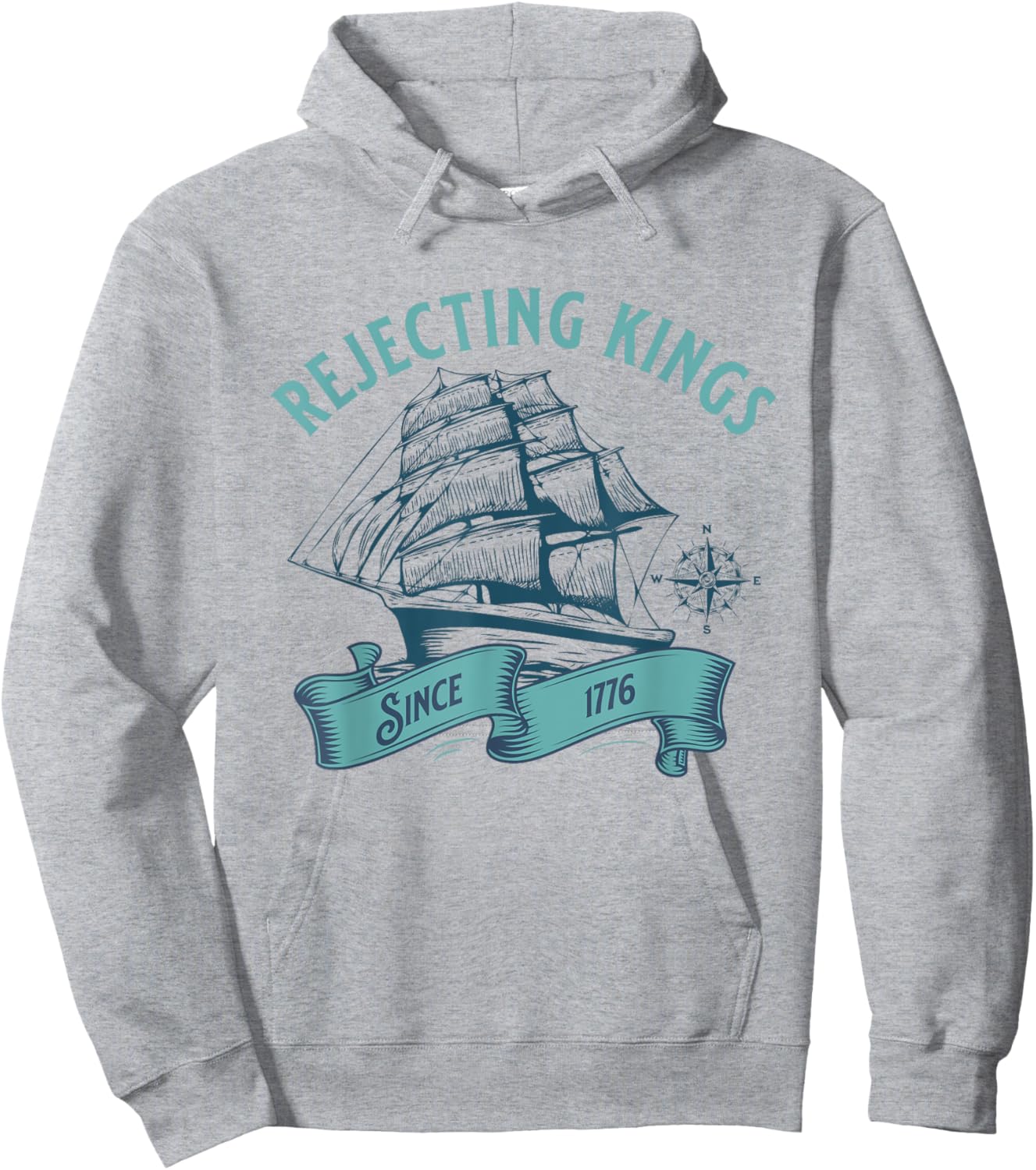 Rejecting Kings Since 1776 Patriotic 4th of July USA Flag Hoodie - Hoodie | Ash
