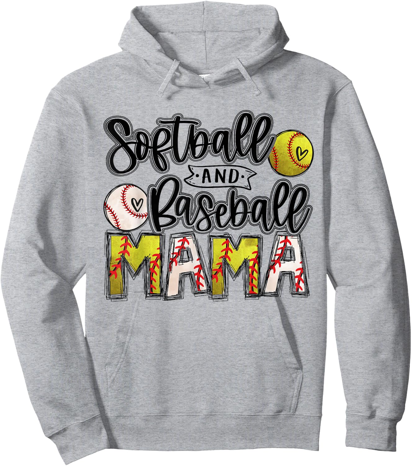 Ball Mom Softball Mama Baseball Mama Ballers Mom Birthday Hoodie - Hoodie | Ash