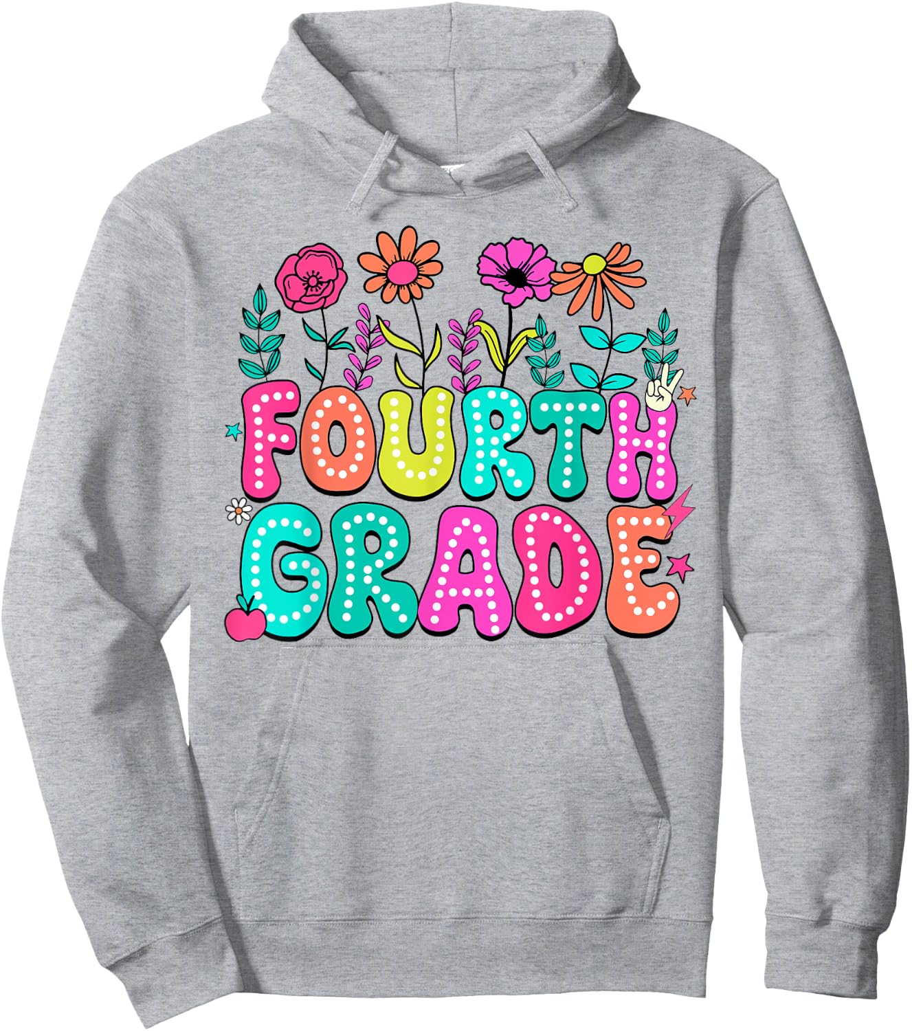 4th Grade Teacher Student Wildflower Back To School Floral Women Kids Hoodie - Hoodie | Ash