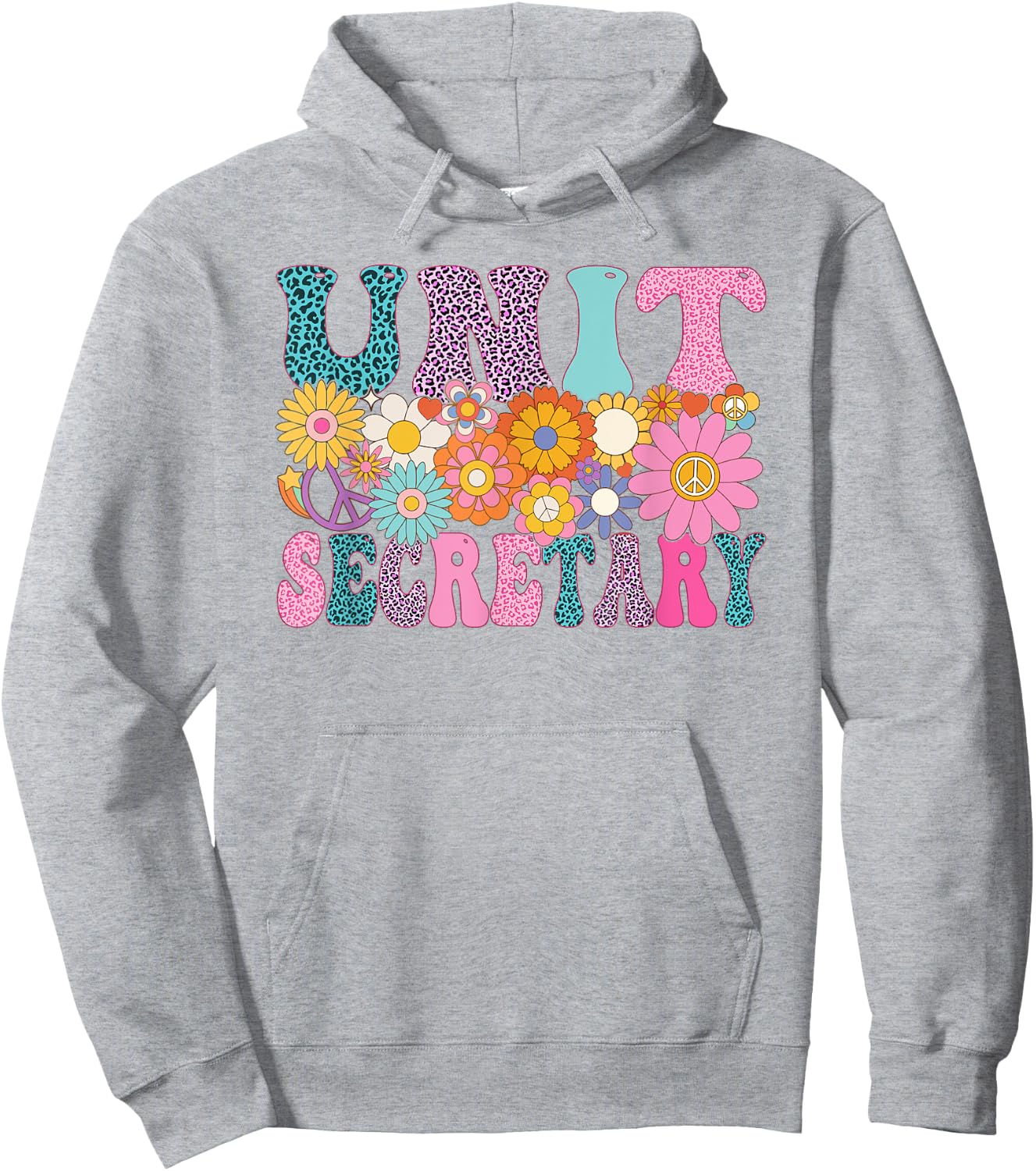 Unit Secretary Week Groovy Leopard Appreciation Day Women Hoodie - Hoodie | Ash